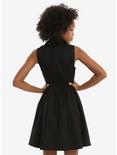 Black Sleeveless Collared Fit & Flare Dress, , alternate