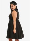 Black Sleeveless Collared Fit & Flare Dress Plus Size, , alternate