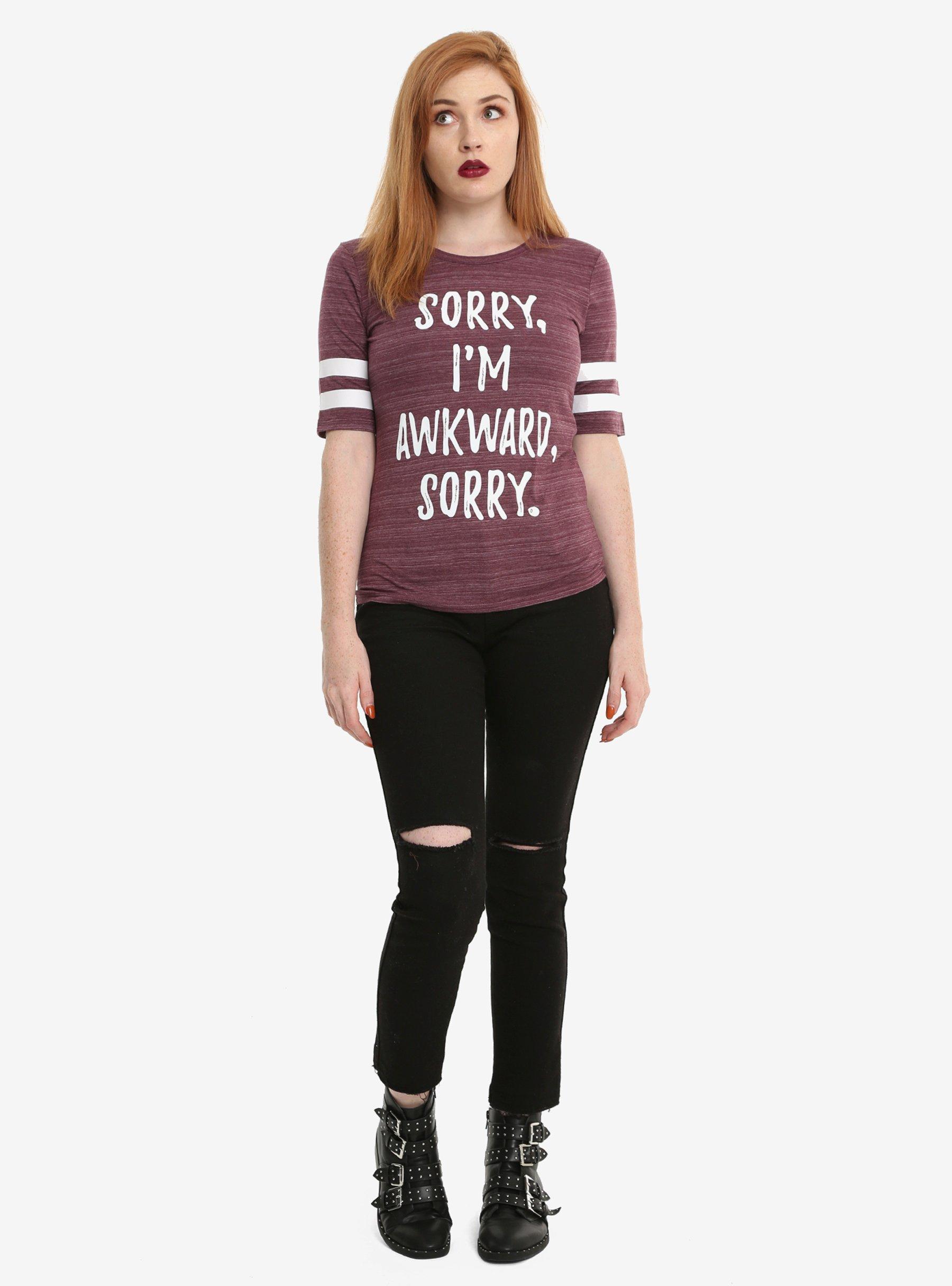 Sorry I'm Awkward Girls Athletic T-Shirt, , alternate