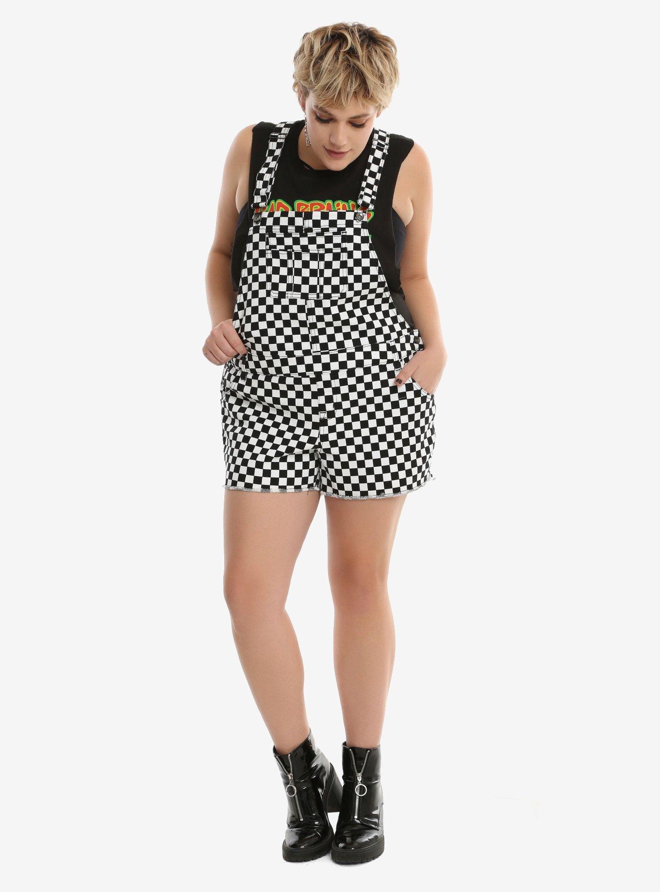 Blackheart Checkerboard Shortalls Plus Size, , alternate