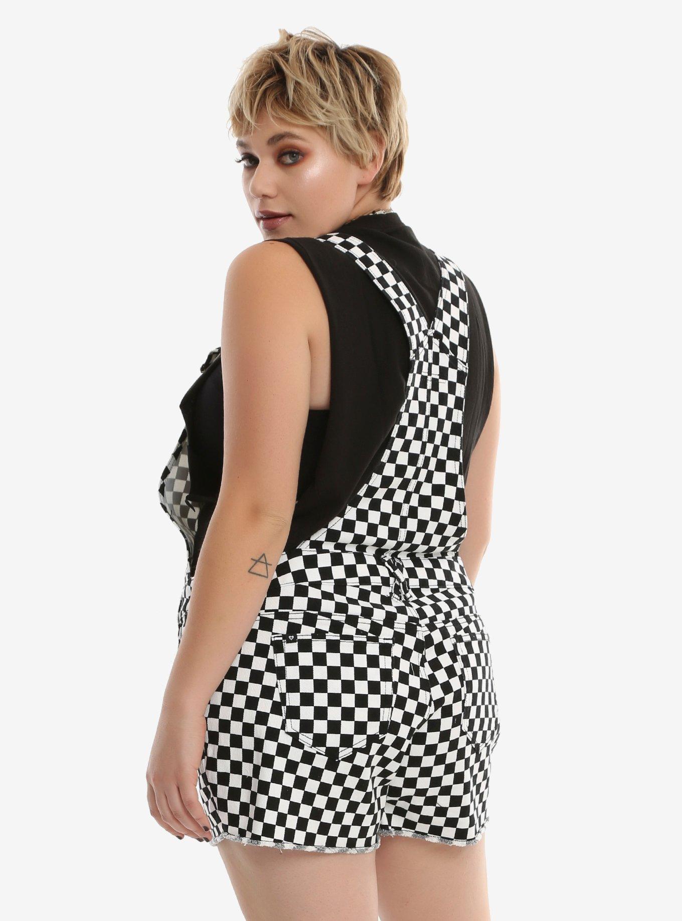 Blackheart Checkerboard Shortalls Plus Size, , alternate