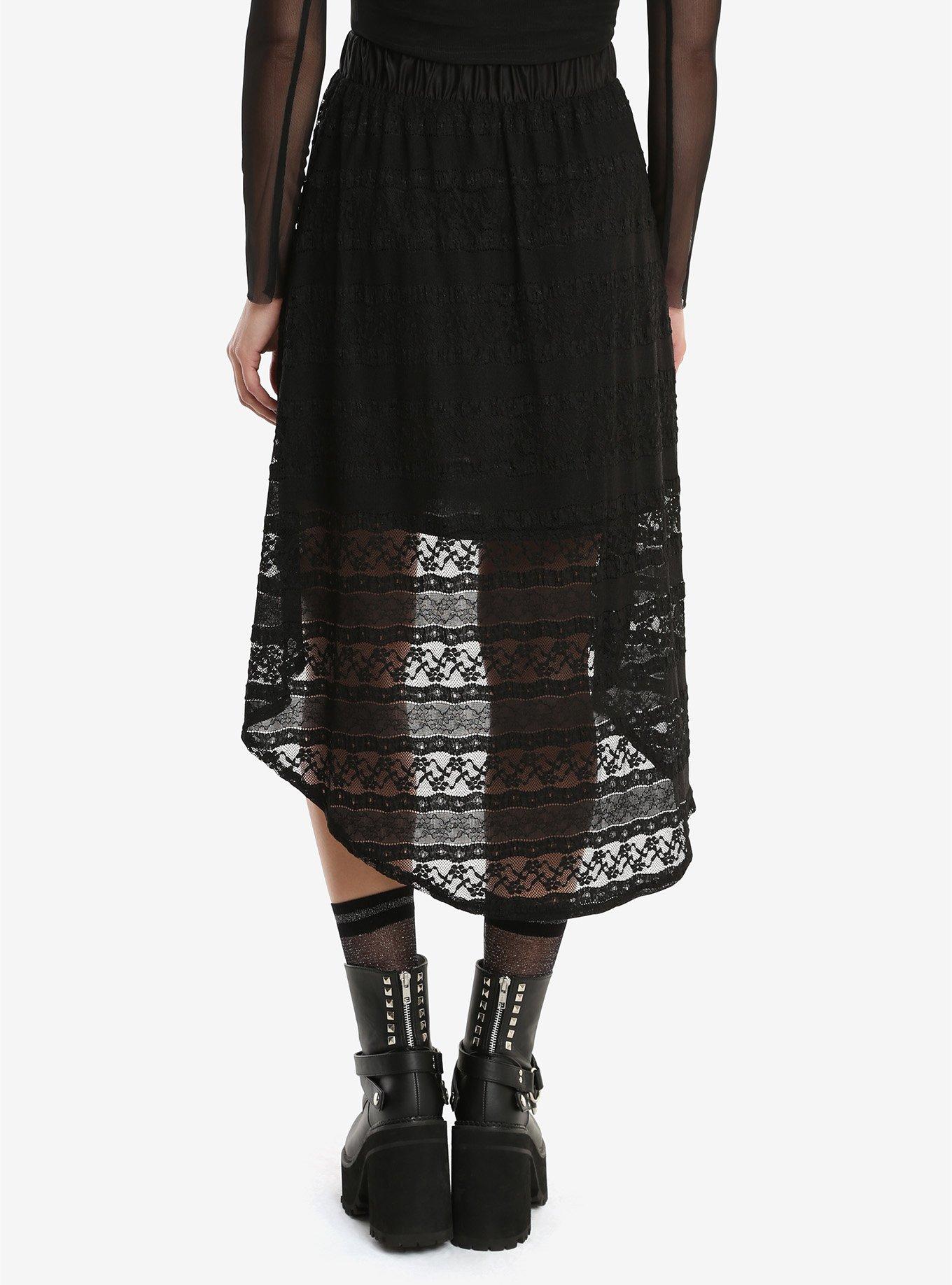 Black Lace Hi-Low Skirt, , alternate
