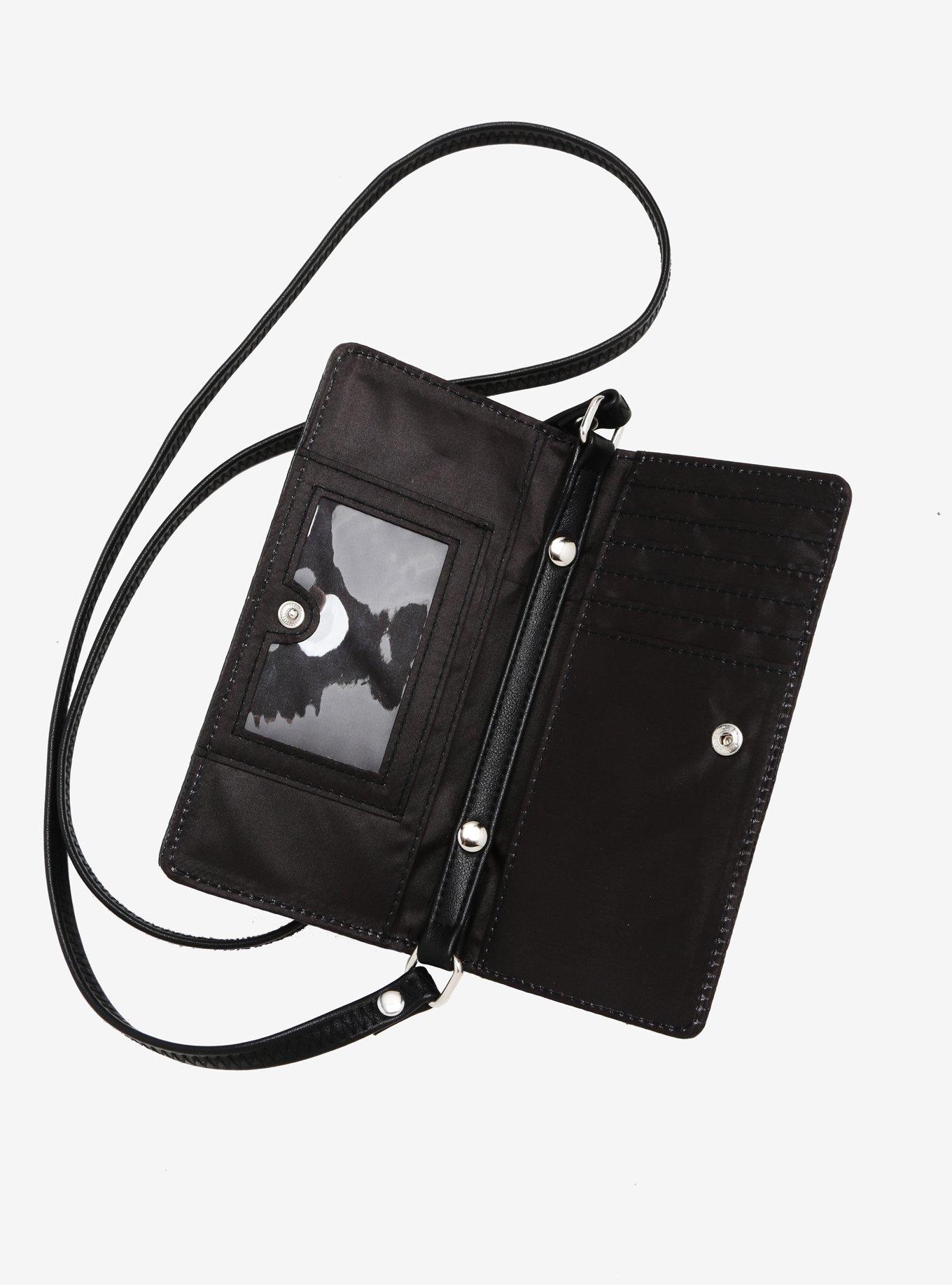 Black Glitter Wallet On A String, , alternate