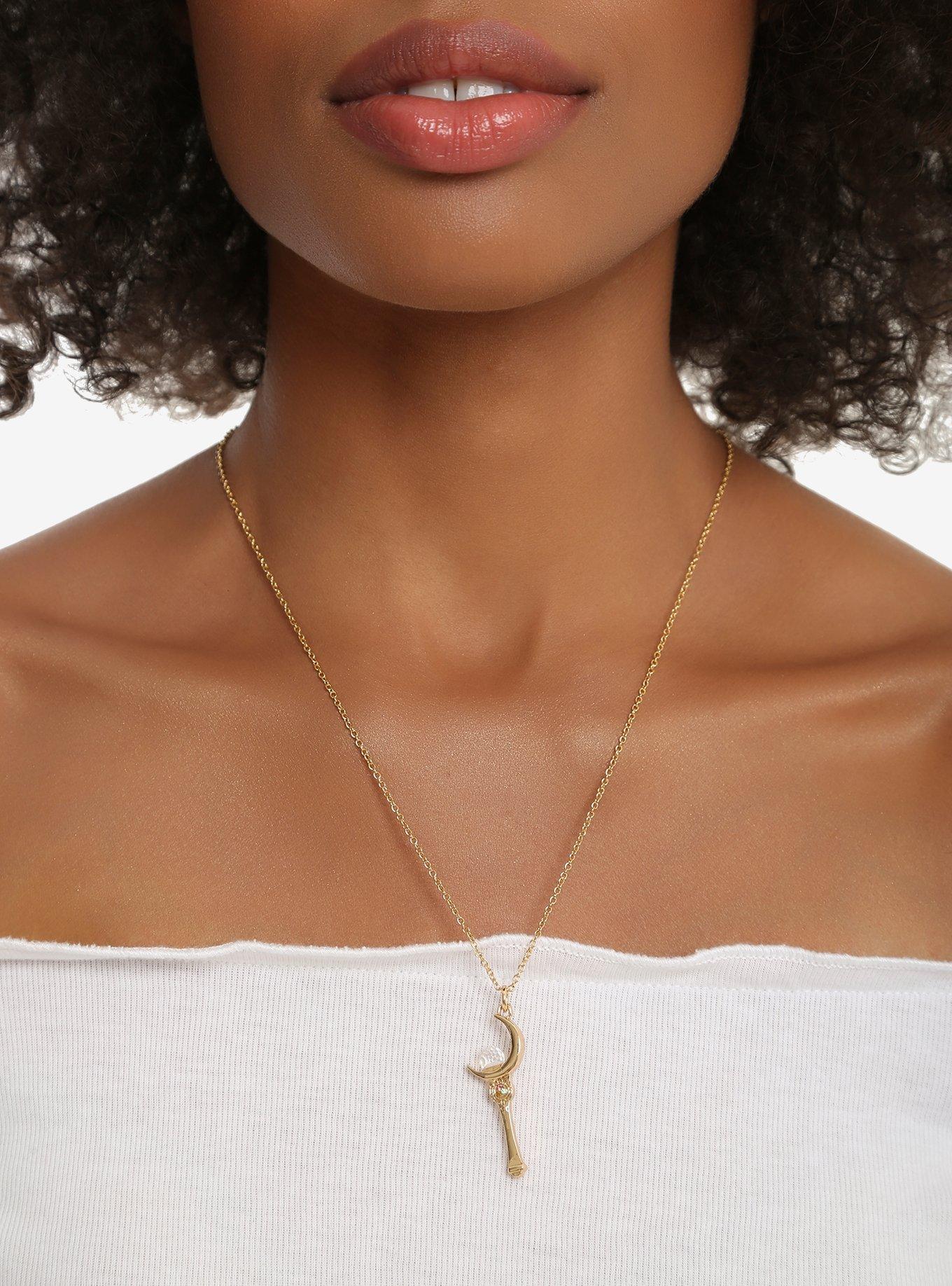 Sailor Moon Wand Gold Necklace - BoxLunch Exclusive, , alternate