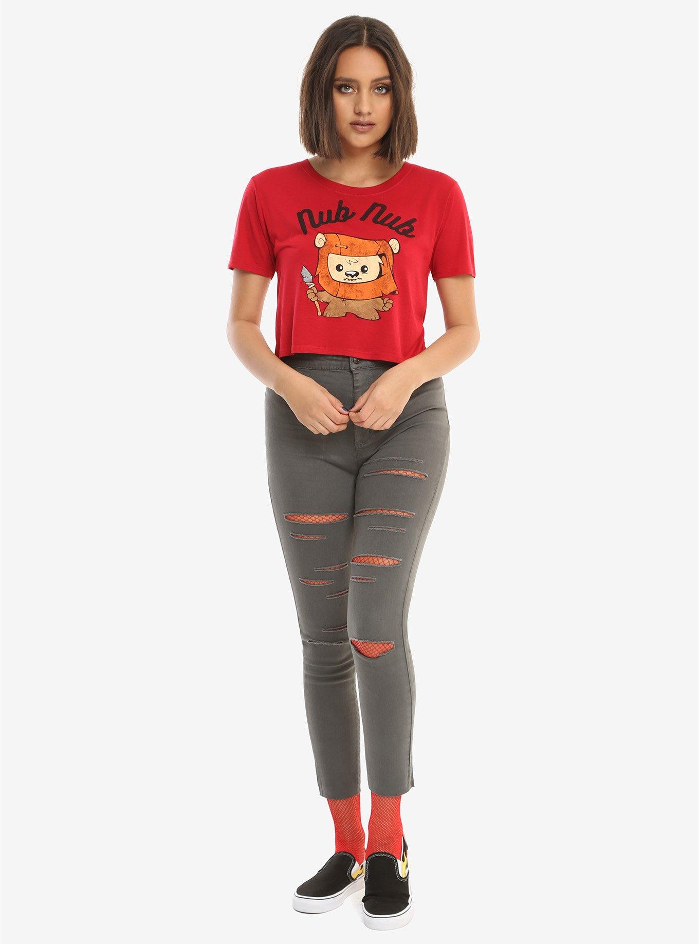 Star Wars Nub Nub Girls Crop T-Shirt, BURGUNDY, alternate
