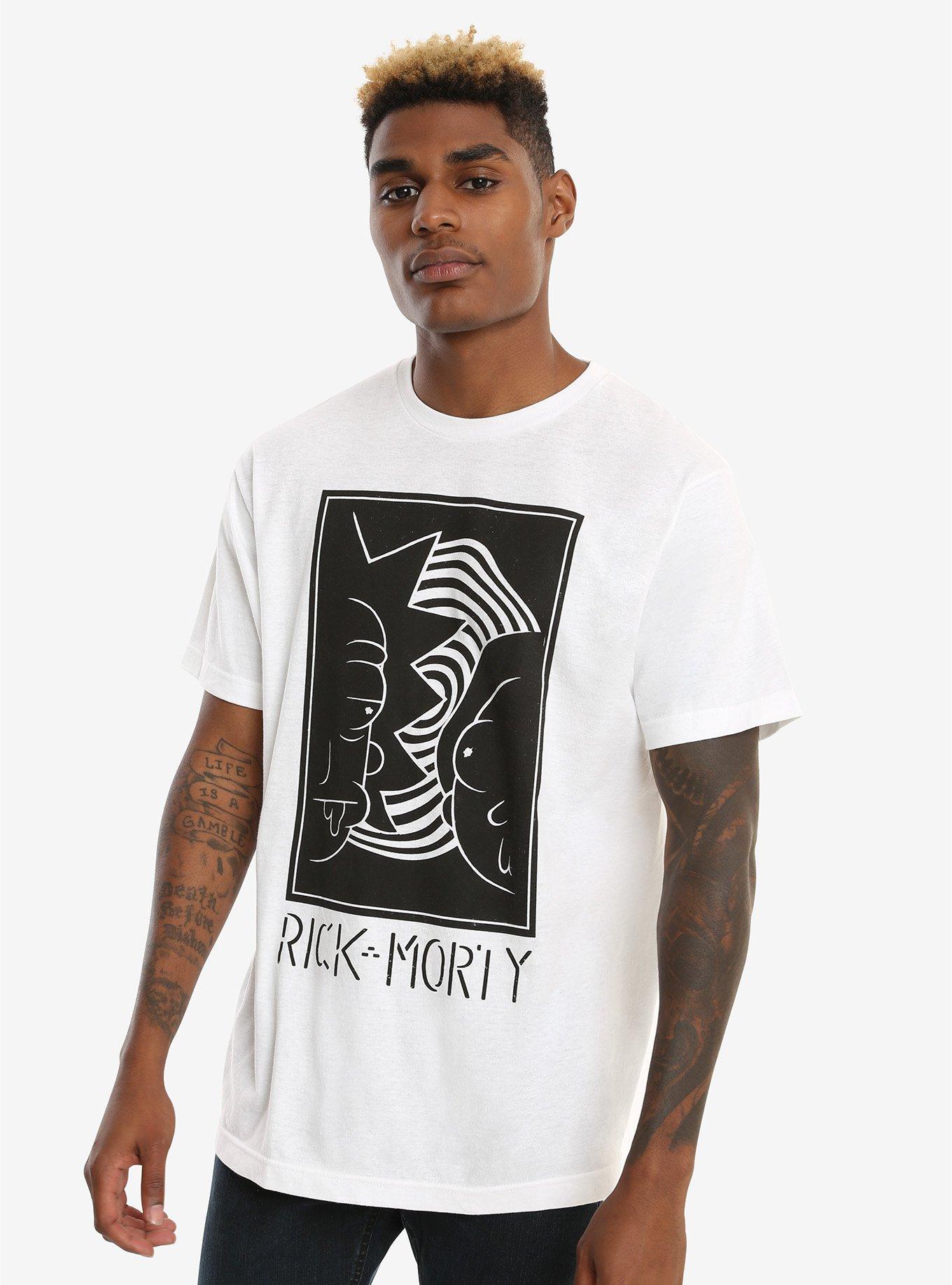 Rick And Morty Black & White Faces T-Shirt, , alternate