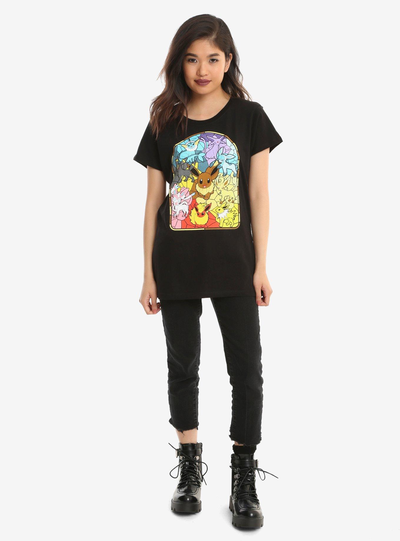 Pokemon Eevee Evolutions Stained Glass Girls T-Shirt, , alternate