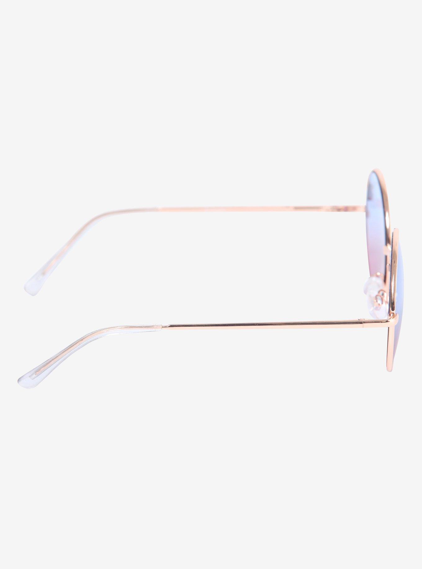 Rose Gold Mermaid Frame Gradient Lens Round Sunglasses, , alternate