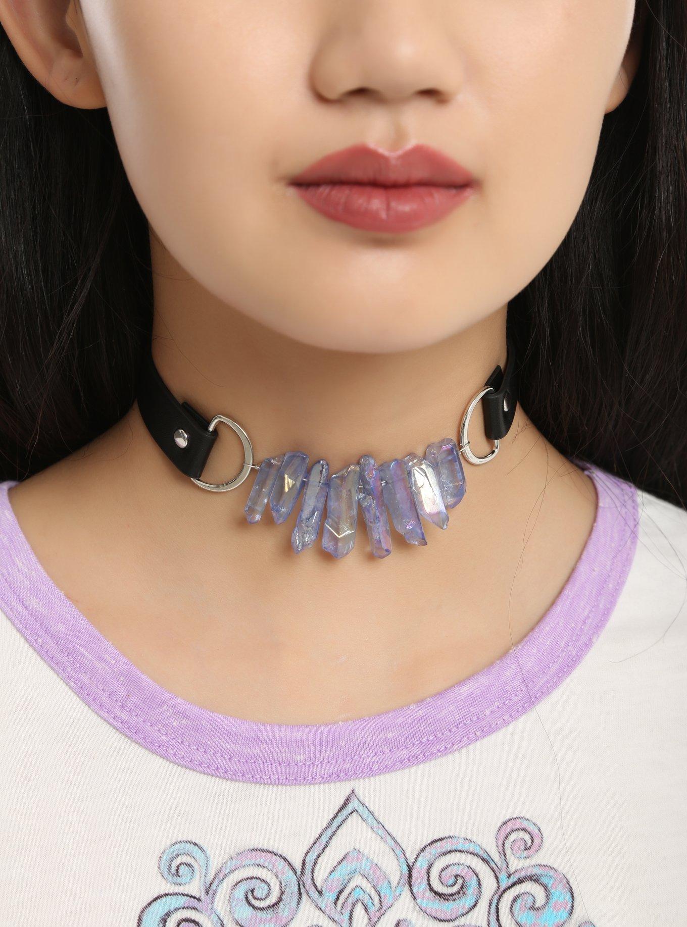 Blackheart Purple Crystal Choker, , alternate