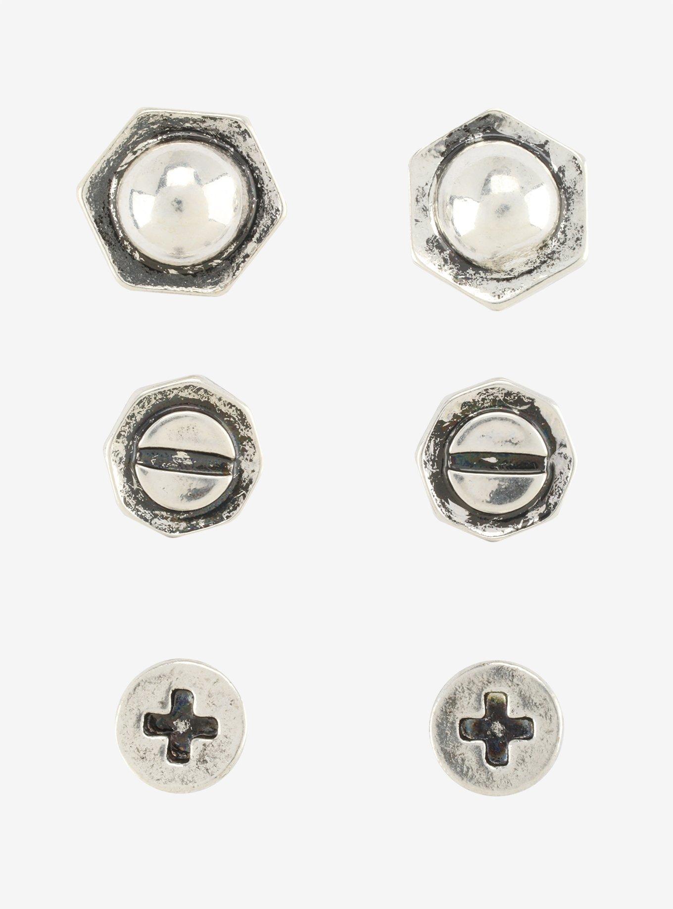 Screws & Bolts Tunnel And Stud Earring Set, , alternate