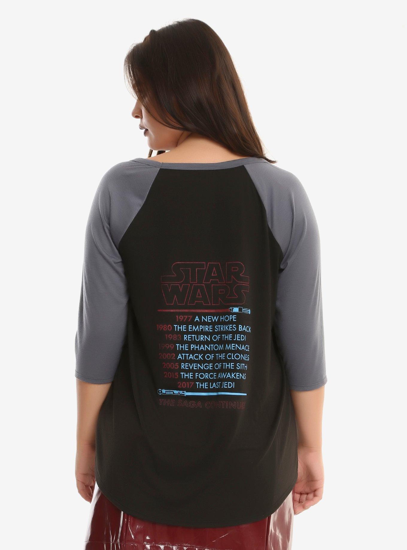 Her Universe Star Wars Tour Girls Raglan Plus Size, GREY, alternate