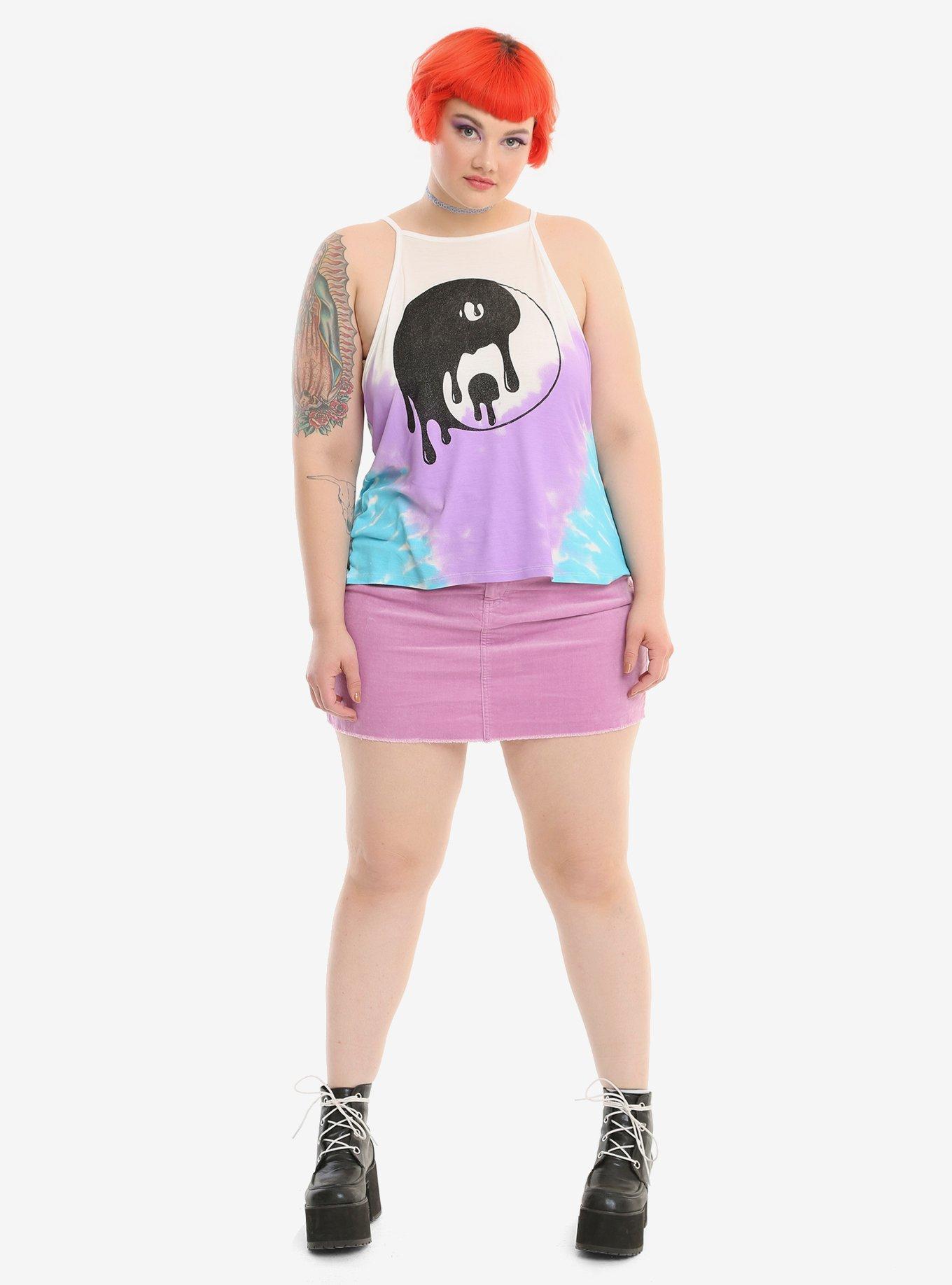 Tie Dye Yin-Yang High Neck Girls Tank Top Plus Size, , alternate