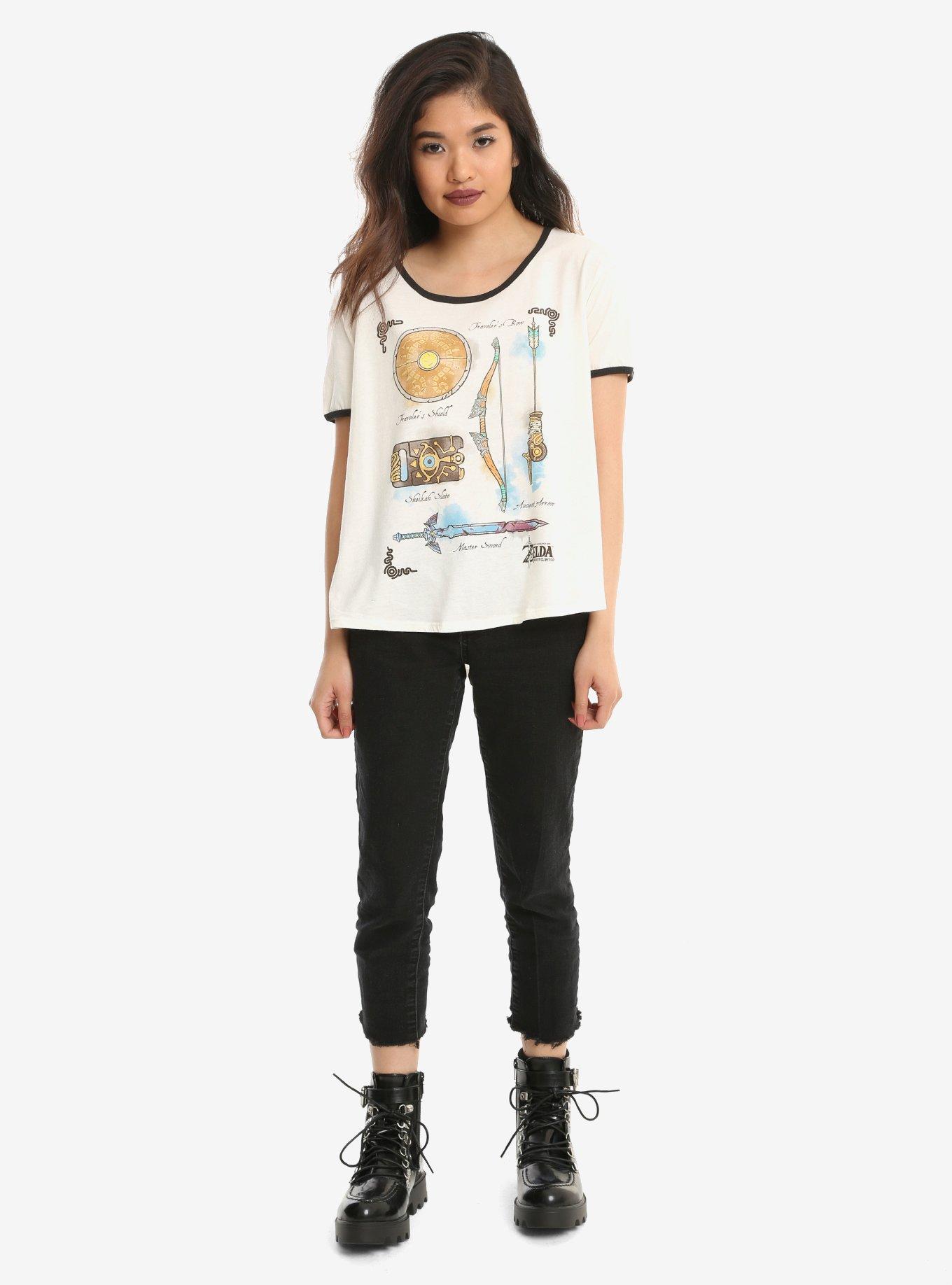 The Legend Of Zelda The Breath Of The Wild Inventory Girls Ringer T-Shirt, , alternate