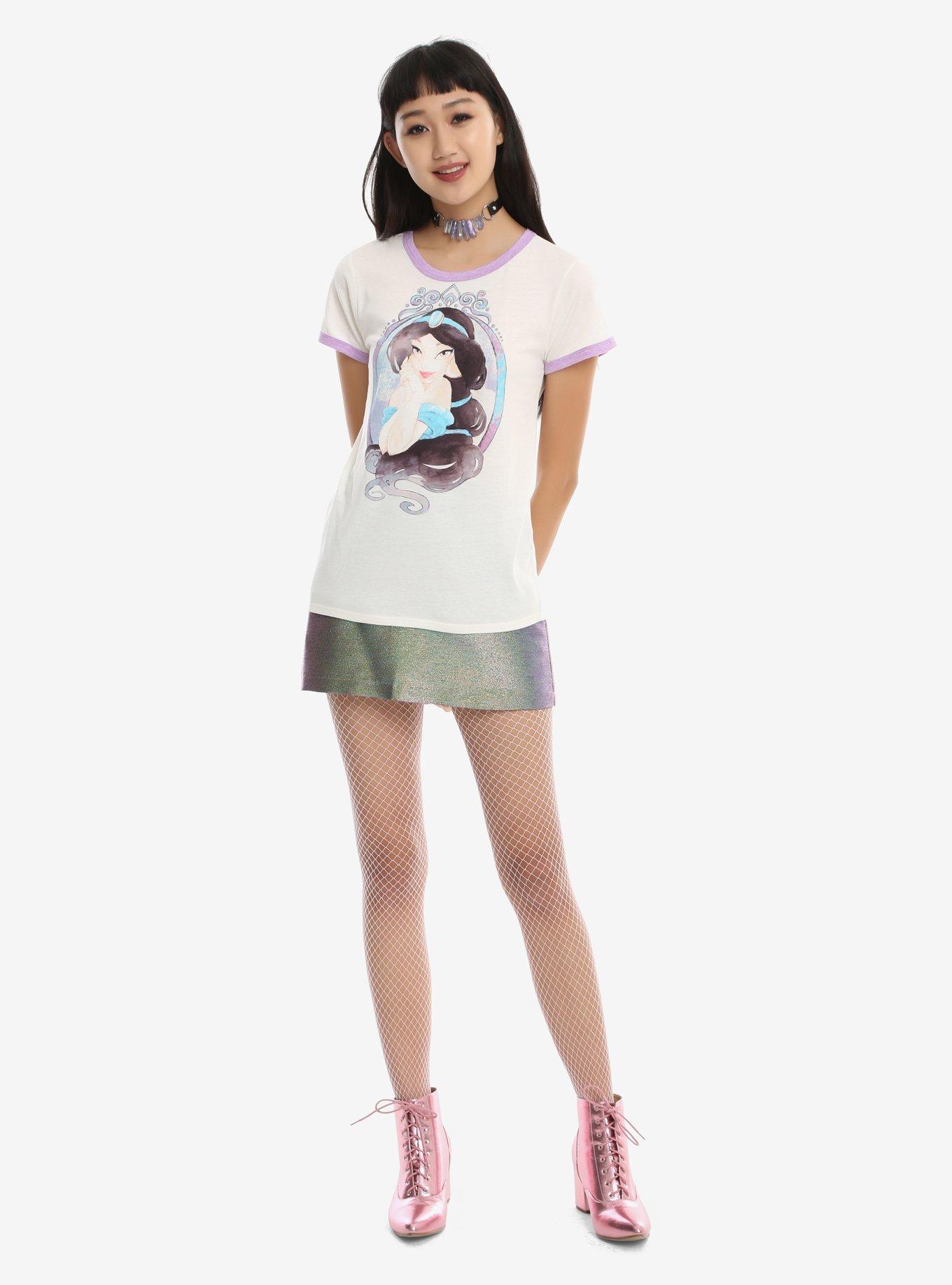 Disney Aladdin Jasmine Watercolor Girls Ringer T-Shirt, IVORY, alternate