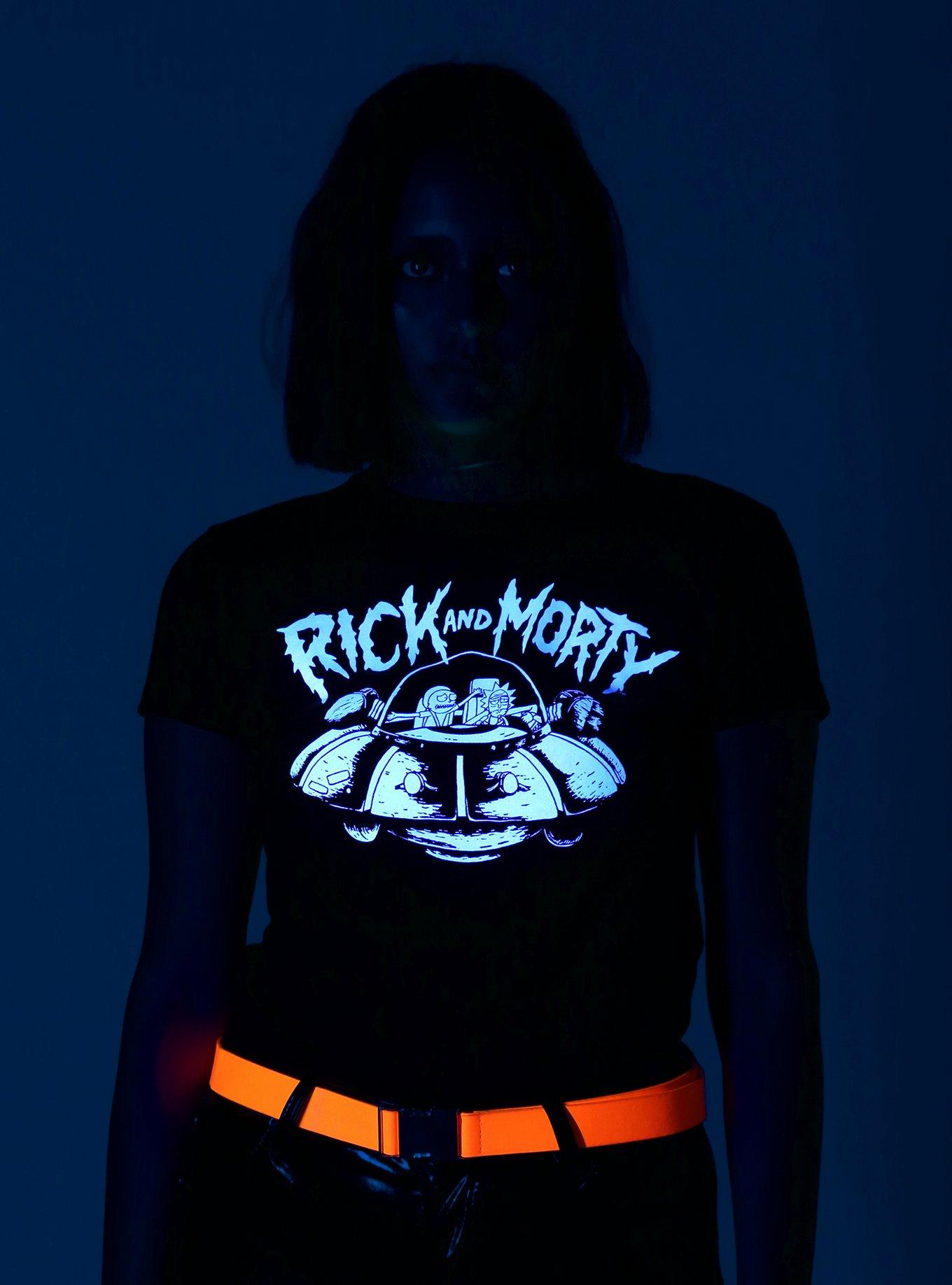 Rick And Morty Space Cruiser Glow-In-The-Dark Girls T-Shirt, , alternate