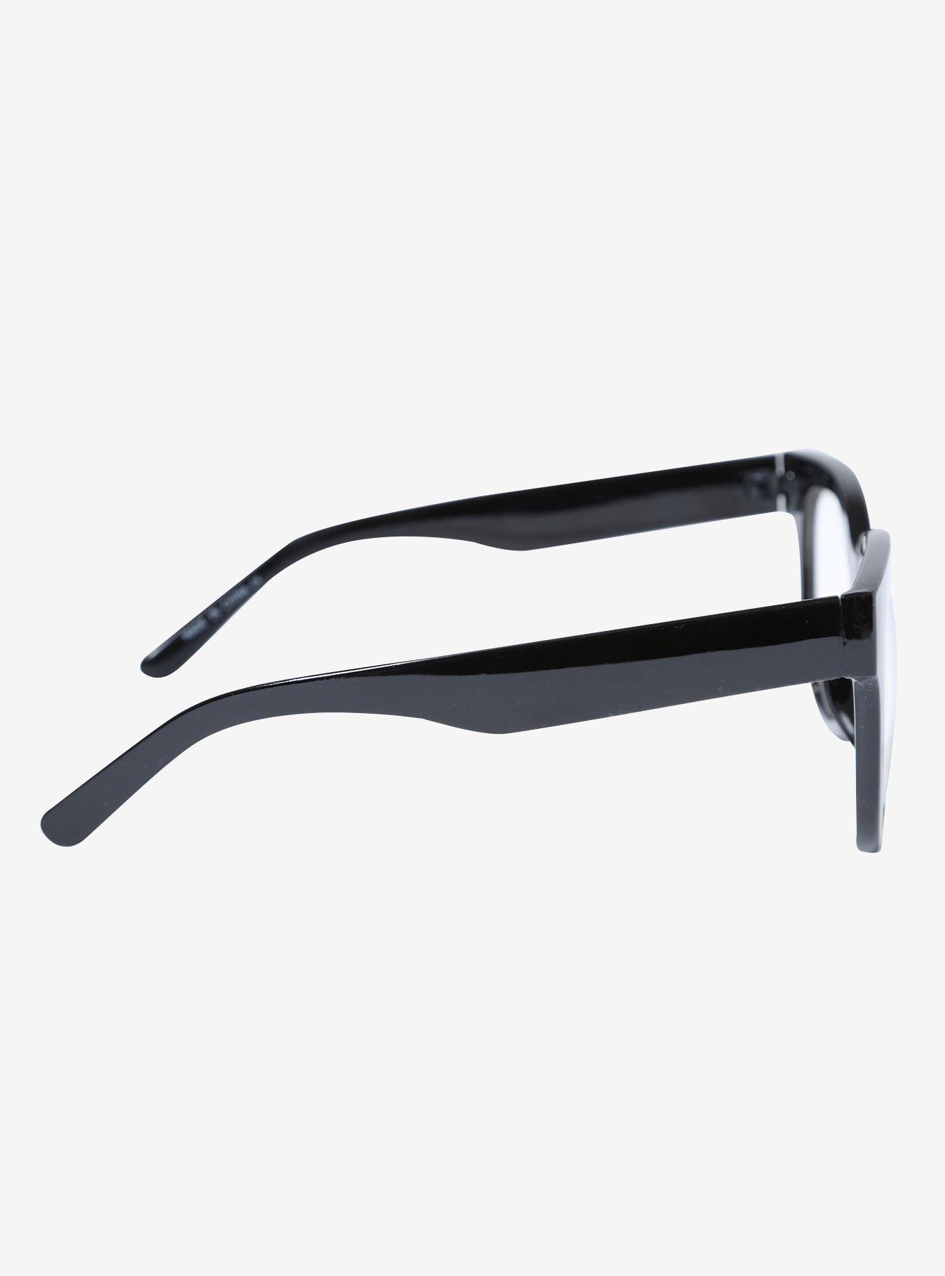 Black Frame Clear Lens Oversized Square Glasses, , alternate