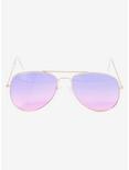 Purple & Pink Ombre Lens Gold Aviator Sunglasses, , alternate