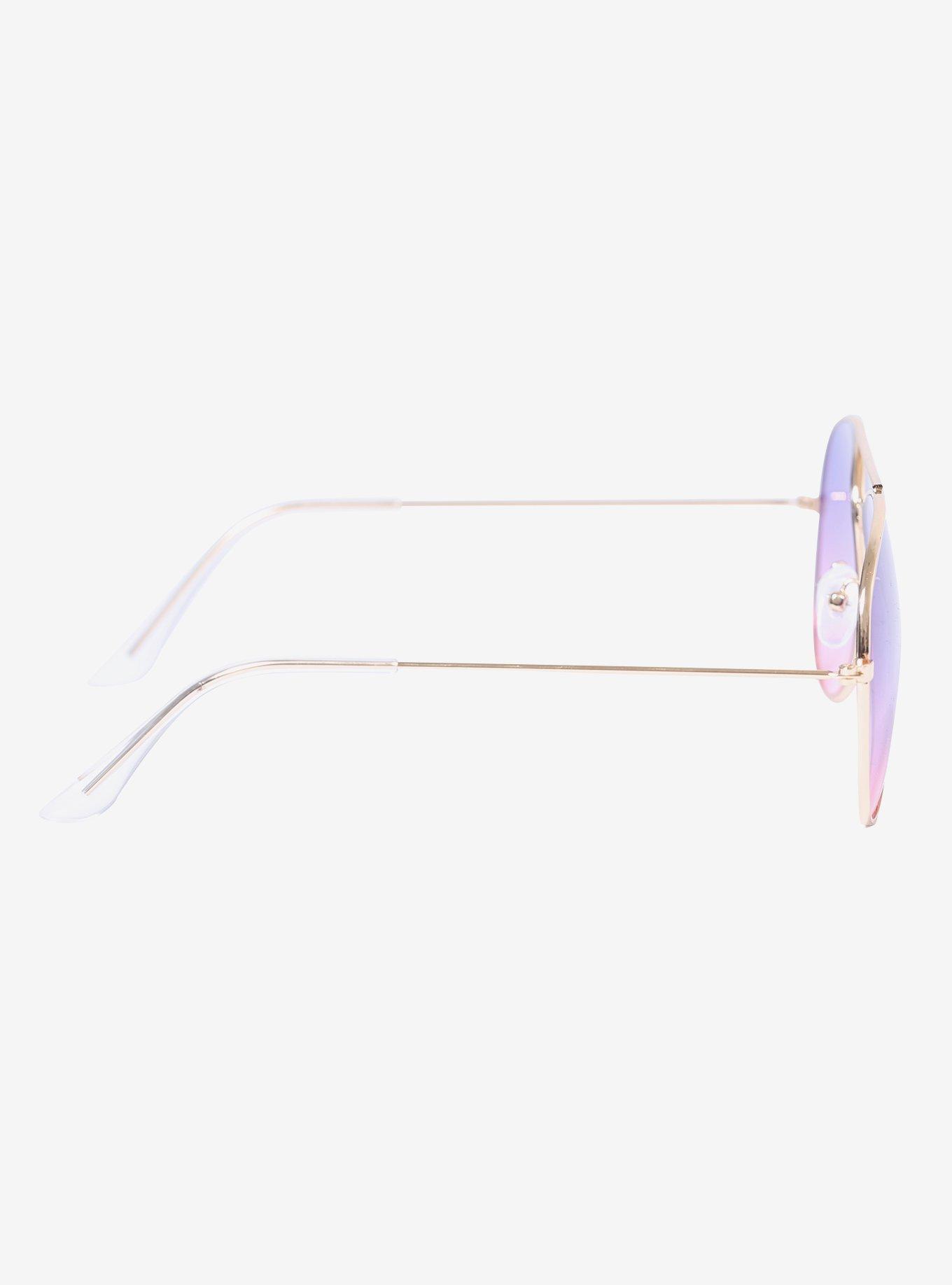 Purple & Pink Ombre Lens Gold Aviator Sunglasses, , alternate