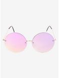 Rose Gold Mirror Flat Round Sunglasses, , alternate