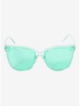 Green Plastic Retro Sunglasses, , alternate