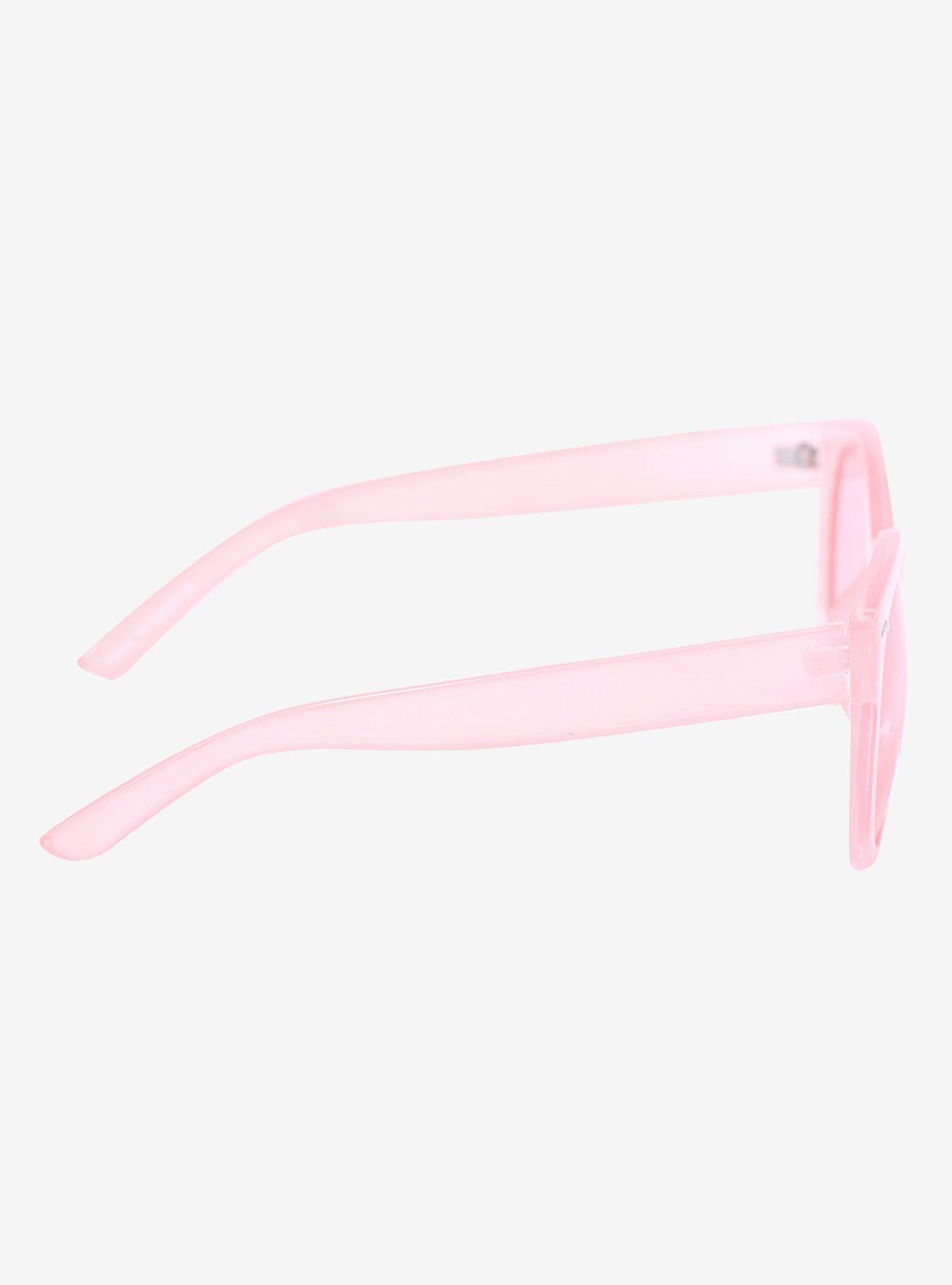 Peach Round Plastic Sunglasses, , alternate