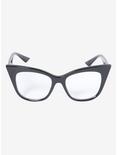 Black Pointed Cat Eye Plastic Glasses, , alternate