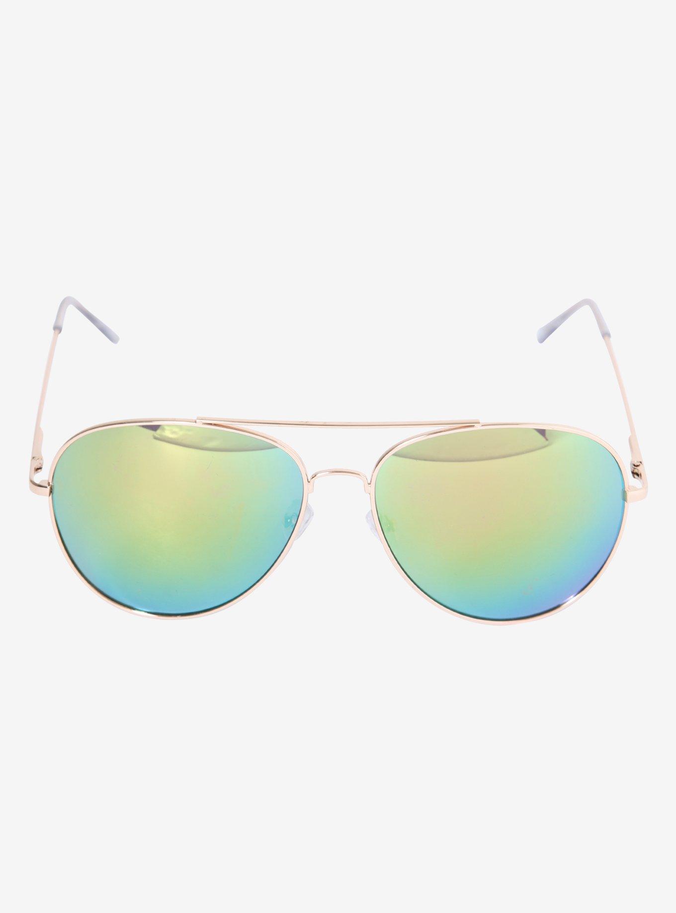 Rose Gold Aviator Sunglasses, , alternate