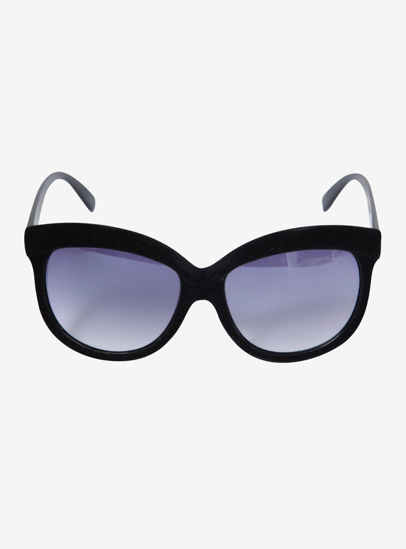 Black Velvet Oversized Sunglasses, , alternate