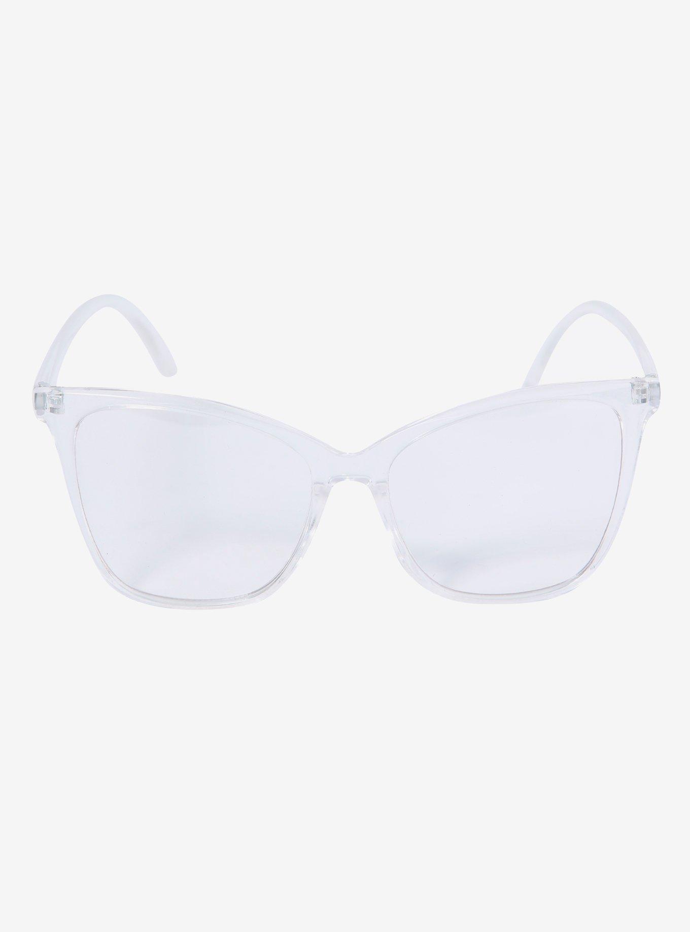 Clear Oversize Cat Eye Glasses, , alternate