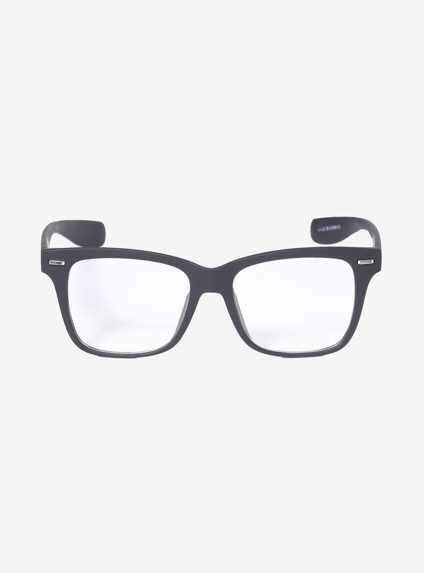 Black Matte Plastic Clear Lens Glasses, , alternate