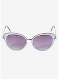 Silver Rainbow Glitter Cat Eye Sunglasses, , alternate
