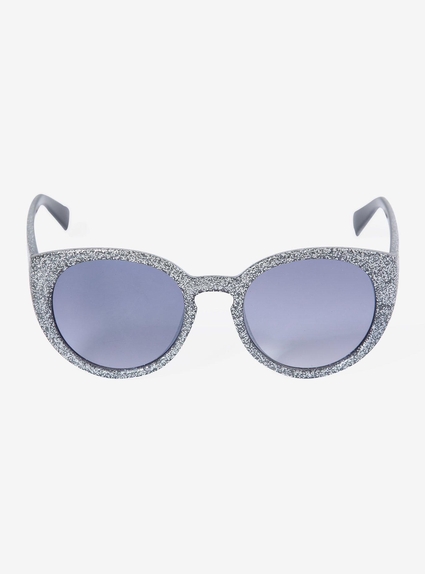 Silver Glitter Cat Eye Sunglasses, , alternate