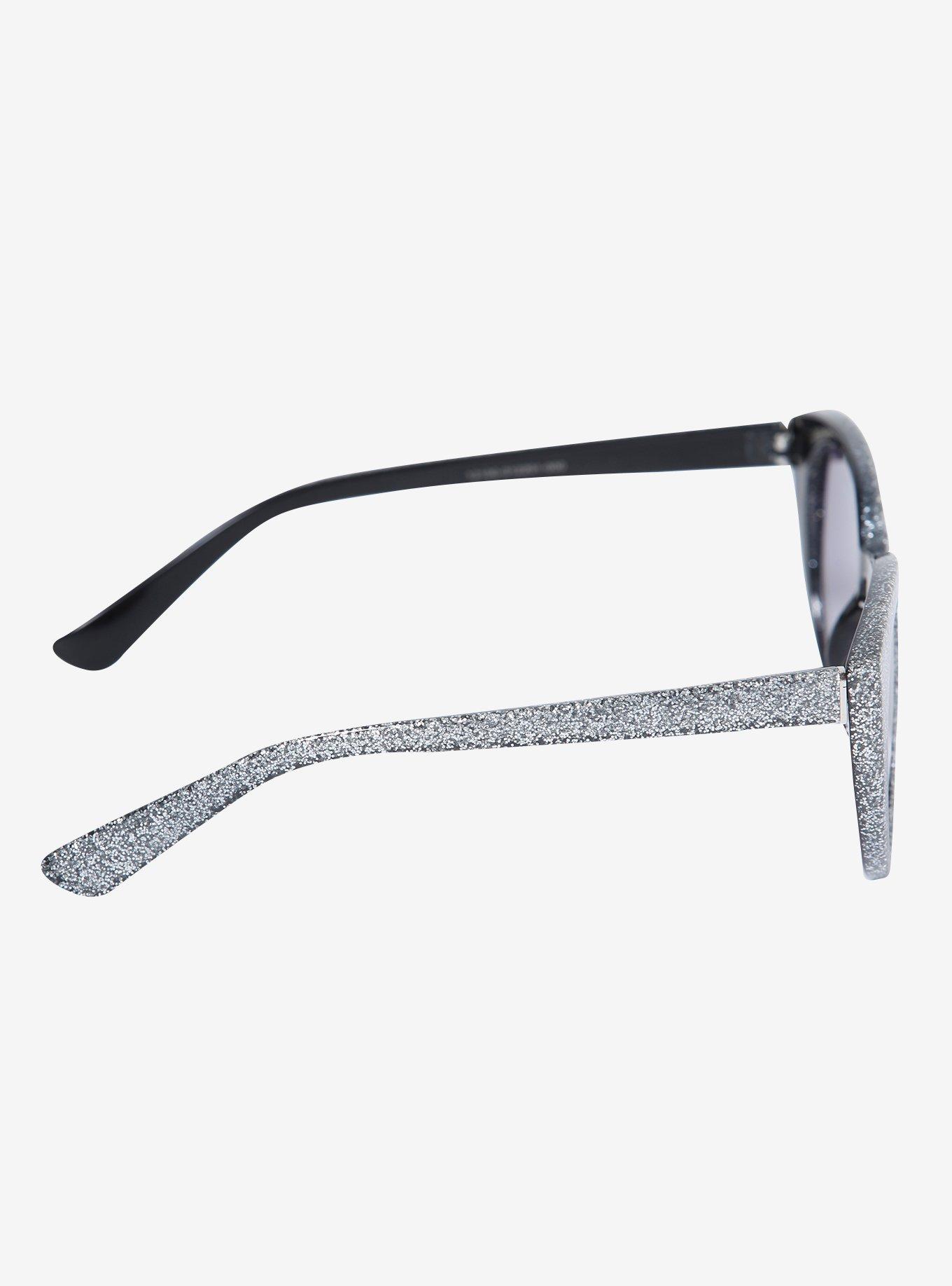 Silver Glitter Cat Eye Sunglasses, , alternate