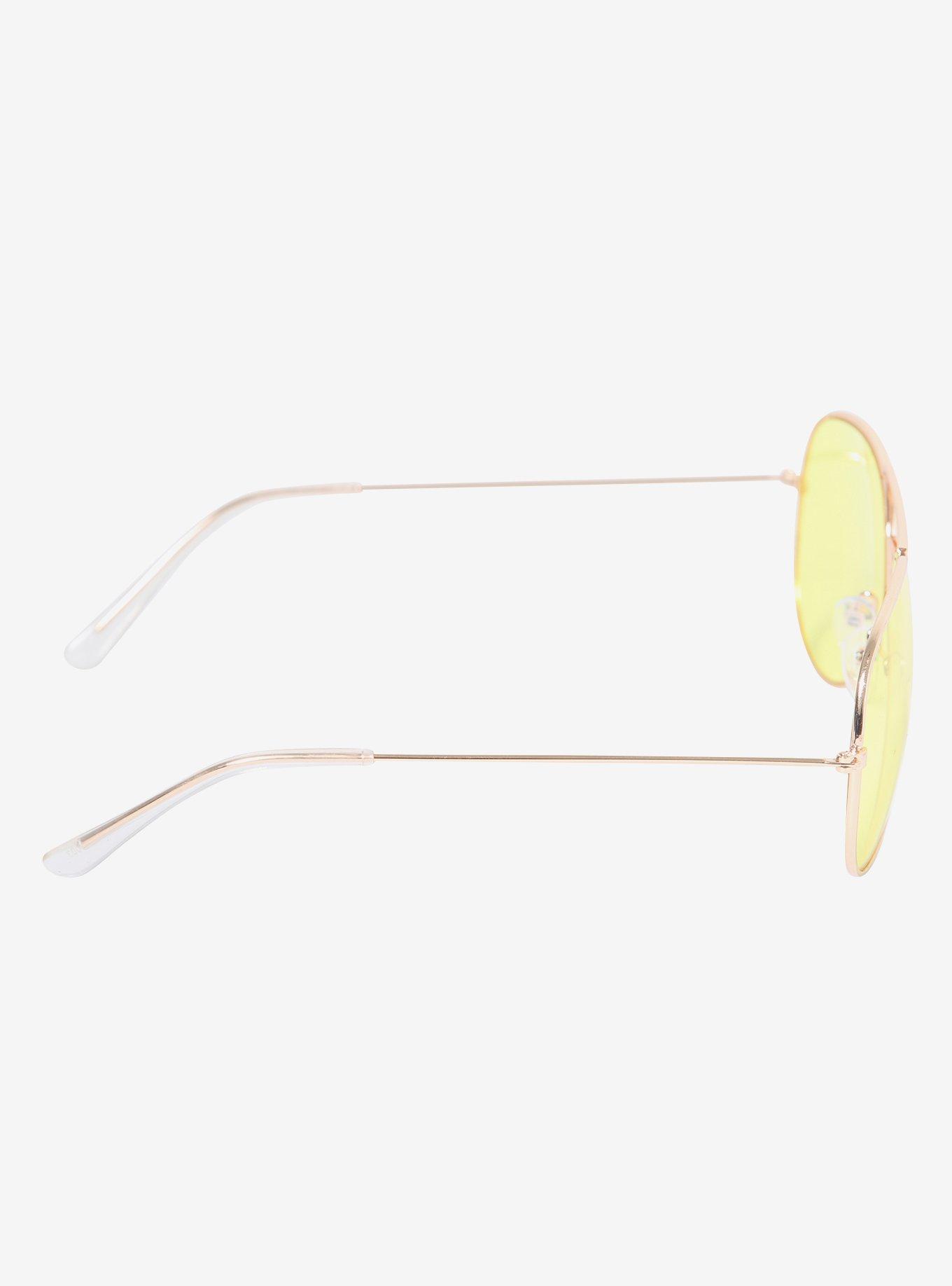 Gold Frame Yellow Lens Aviator Sunglasses, , alternate