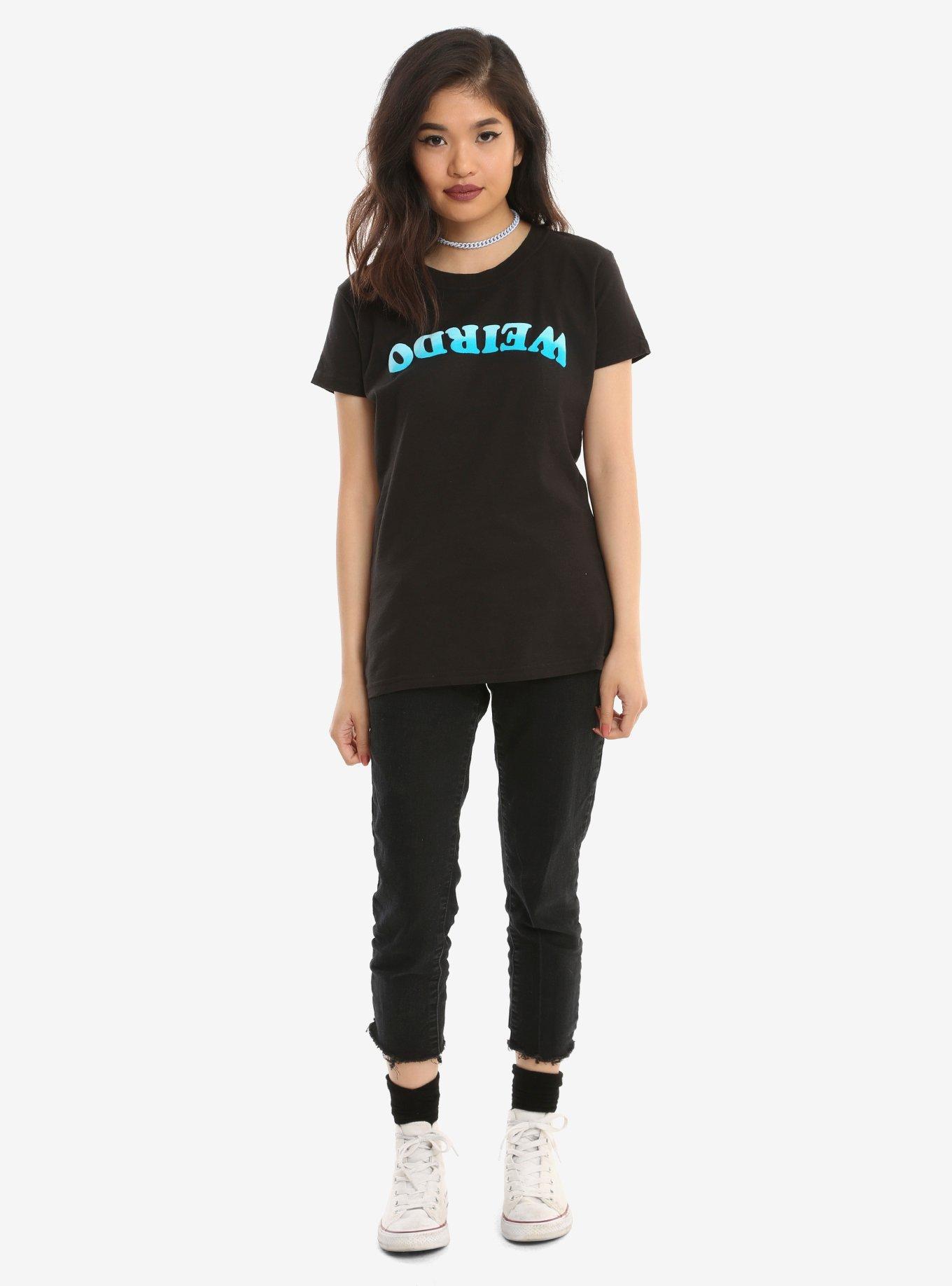 Flocked Upside-Down Weirdo Girls T-Shirt, , alternate