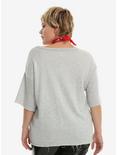 Grey Sorry Destructed Short-Sleeved Girls Sweatshirt Plus Size, , alternate