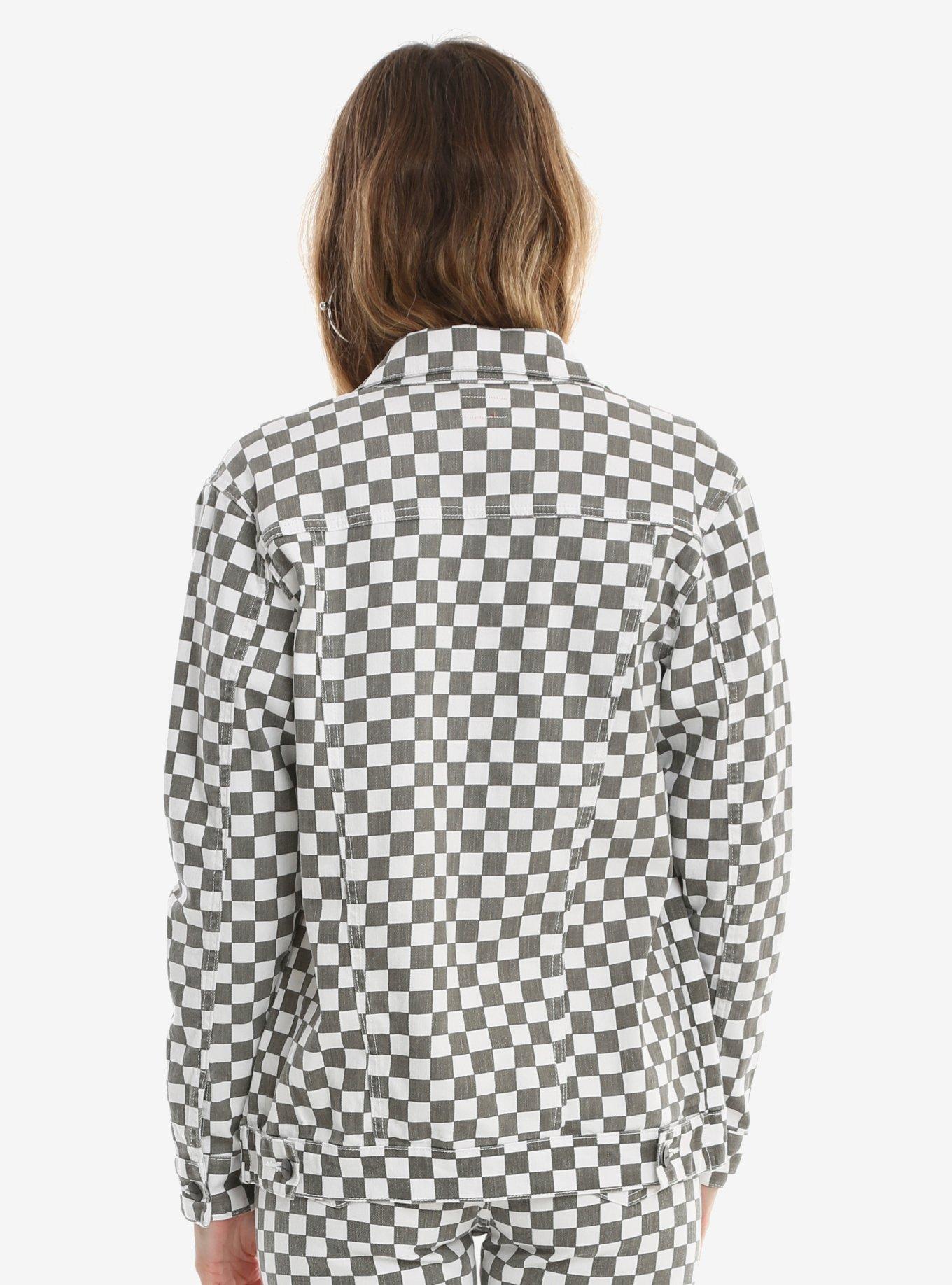 Dickies Grey & White Checkered Denim Jacket, , alternate