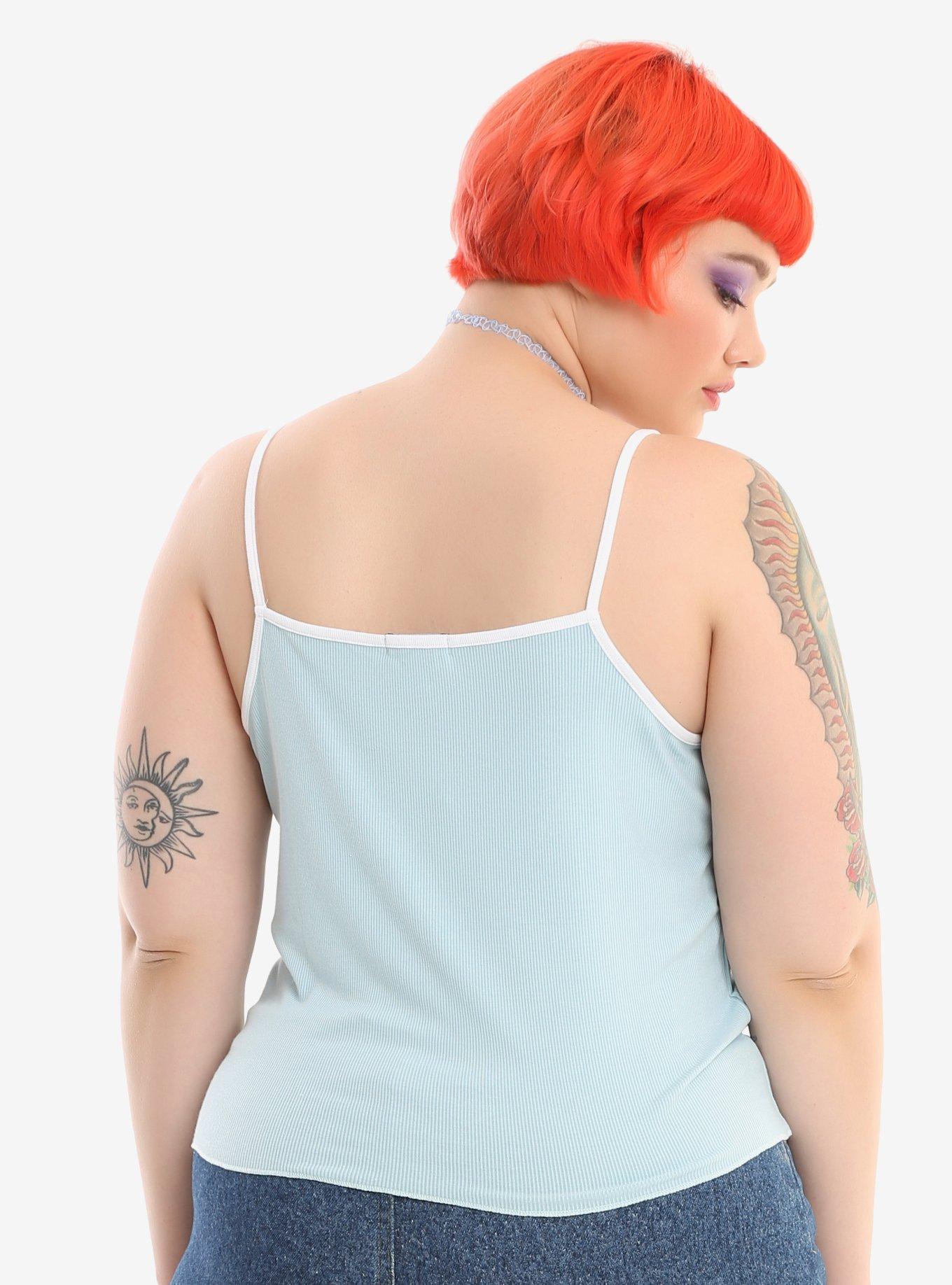 Baby Blue Embroidered Cherry Girls Camisole Plus Size, , alternate