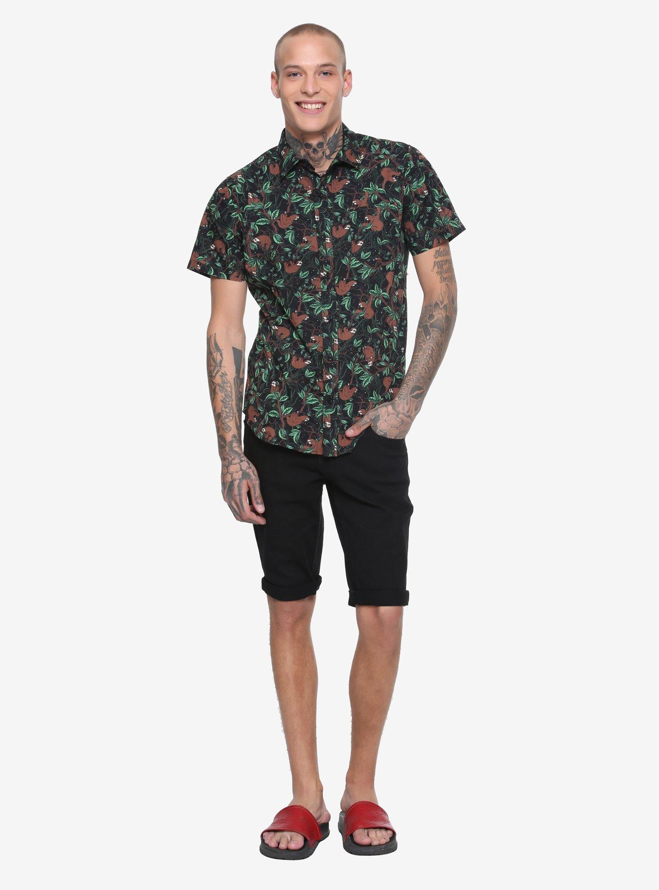 XXX RUDE Sloth Short-Sleeved Woven Button-Up, , alternate