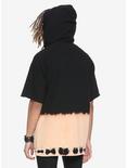 Black Bleach Dip Dye Short-Sleeved Long Hoodie, , alternate