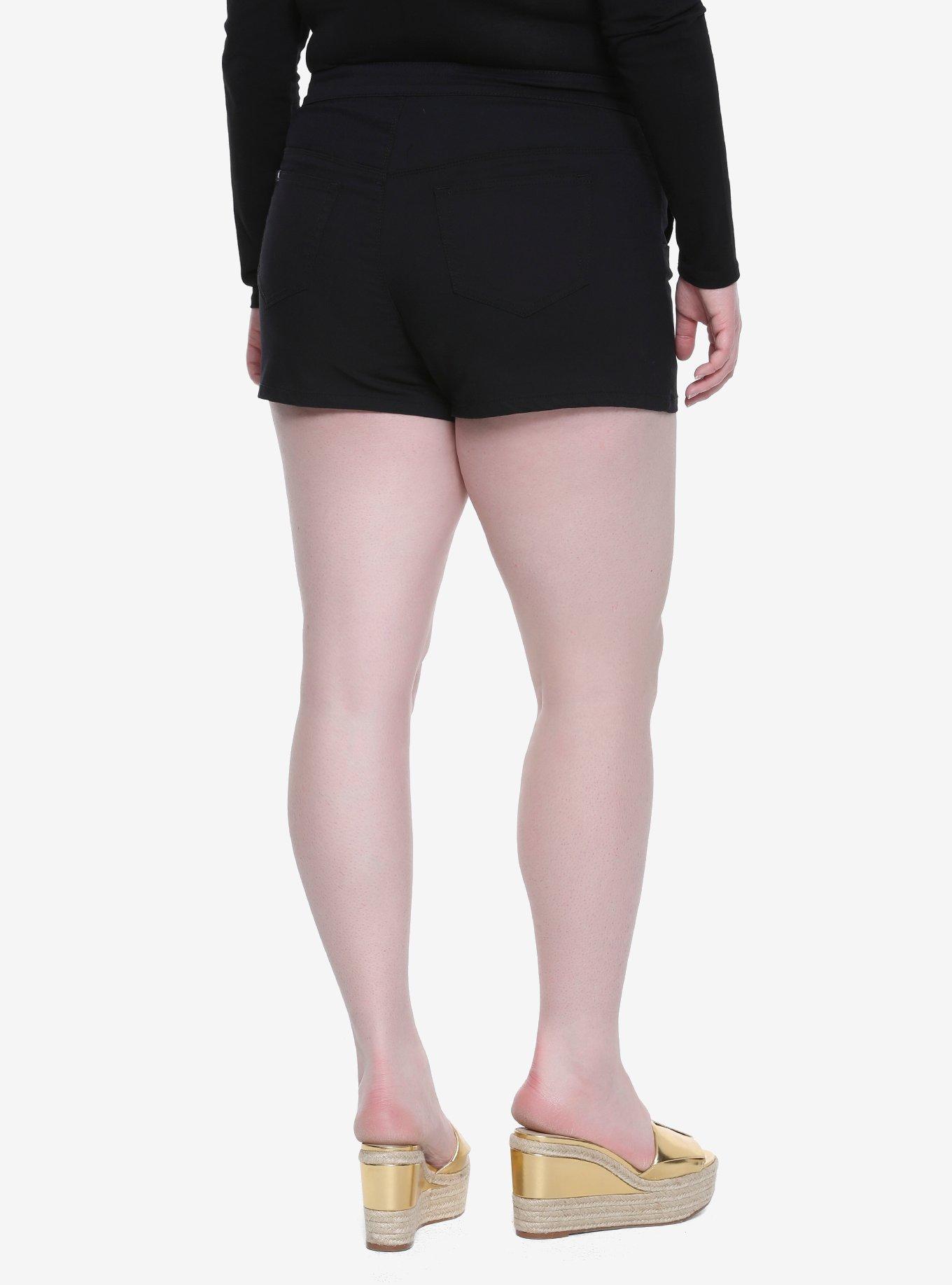 Blackheart Black High-Waisted Sailor Shorts Plus Size, , alternate