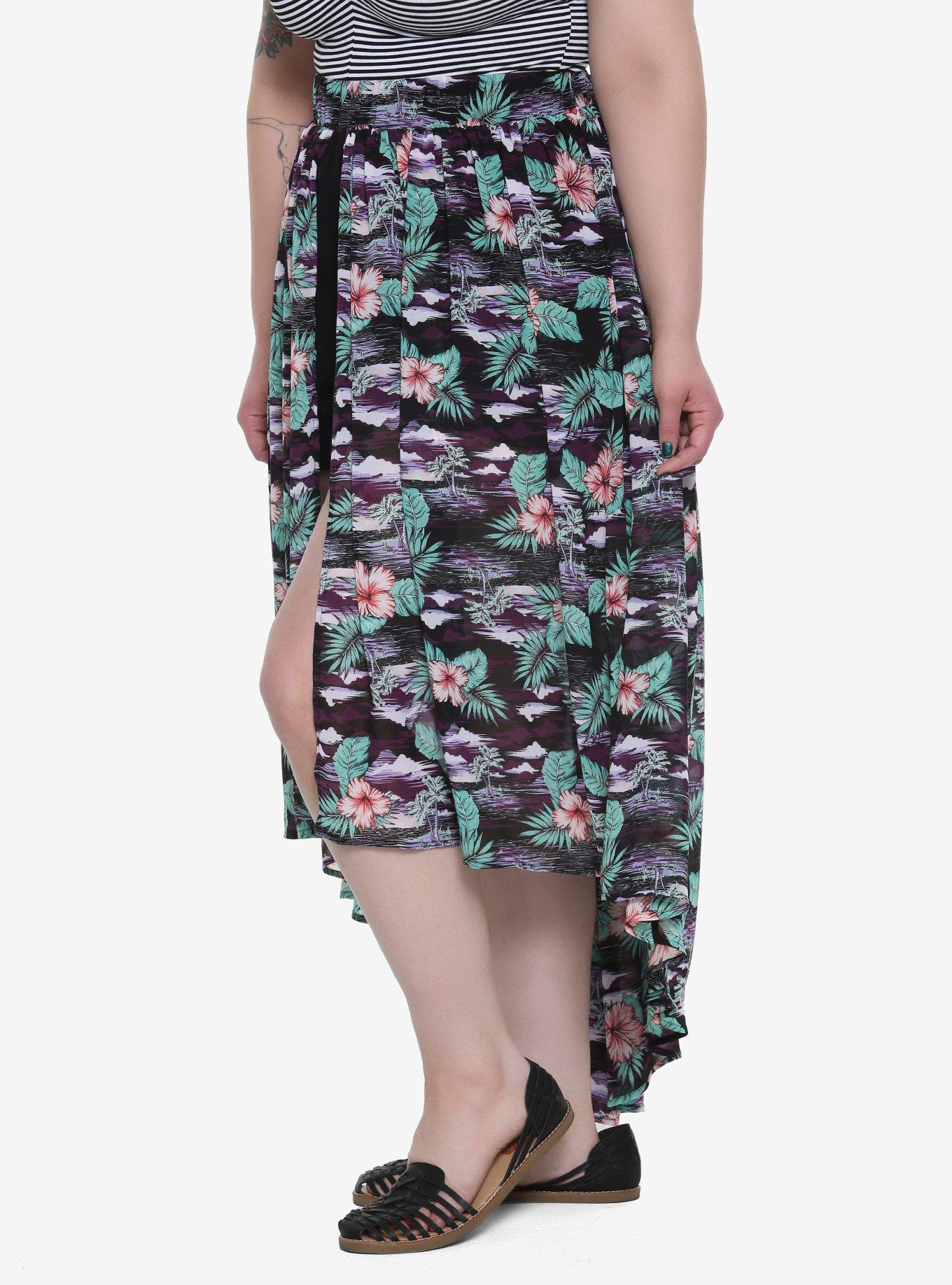 Tropical Maxi Skirt & Short Set Plus Size, , alternate