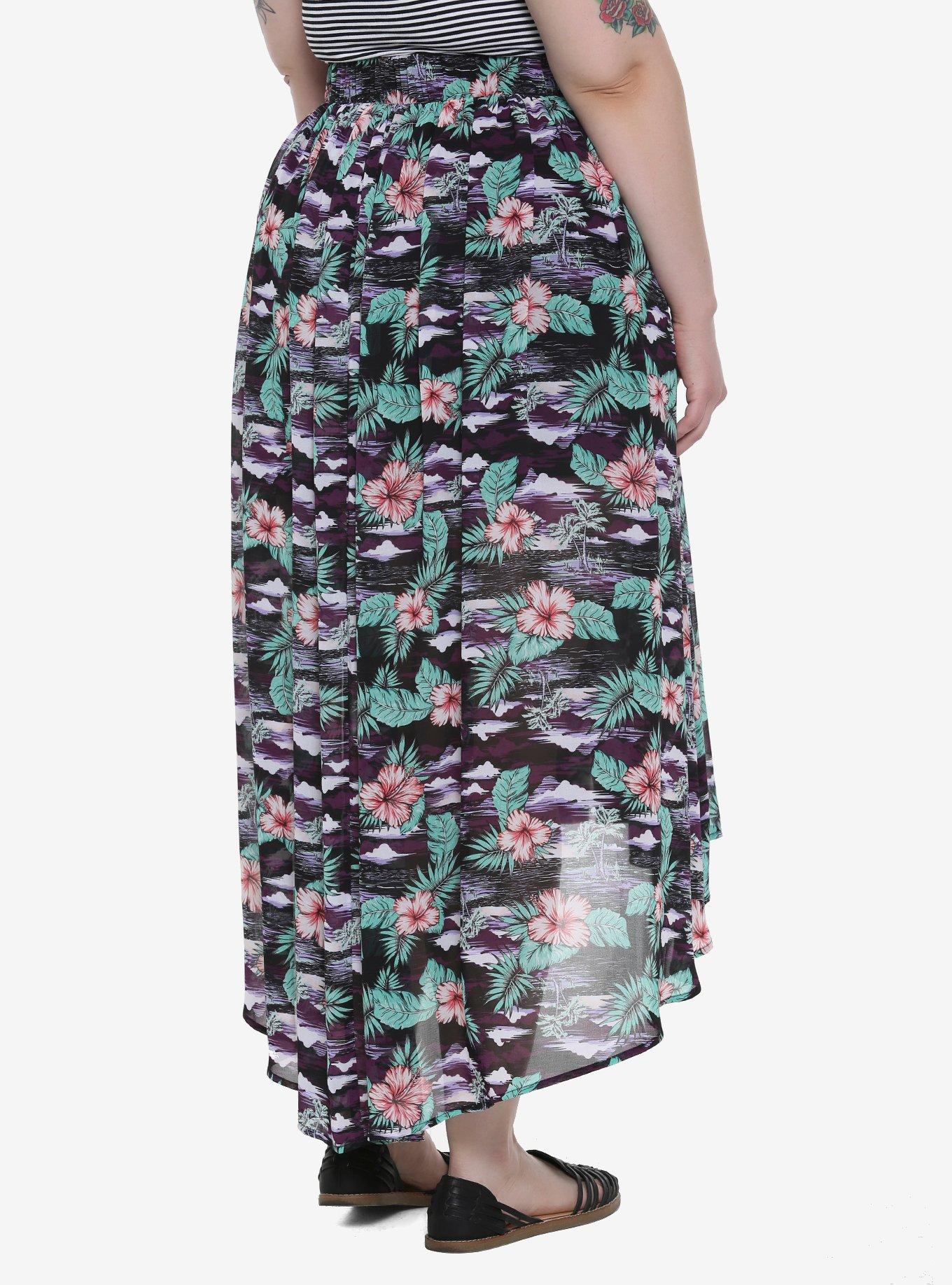 Tropical Maxi Skirt & Short Set Plus Size, , alternate