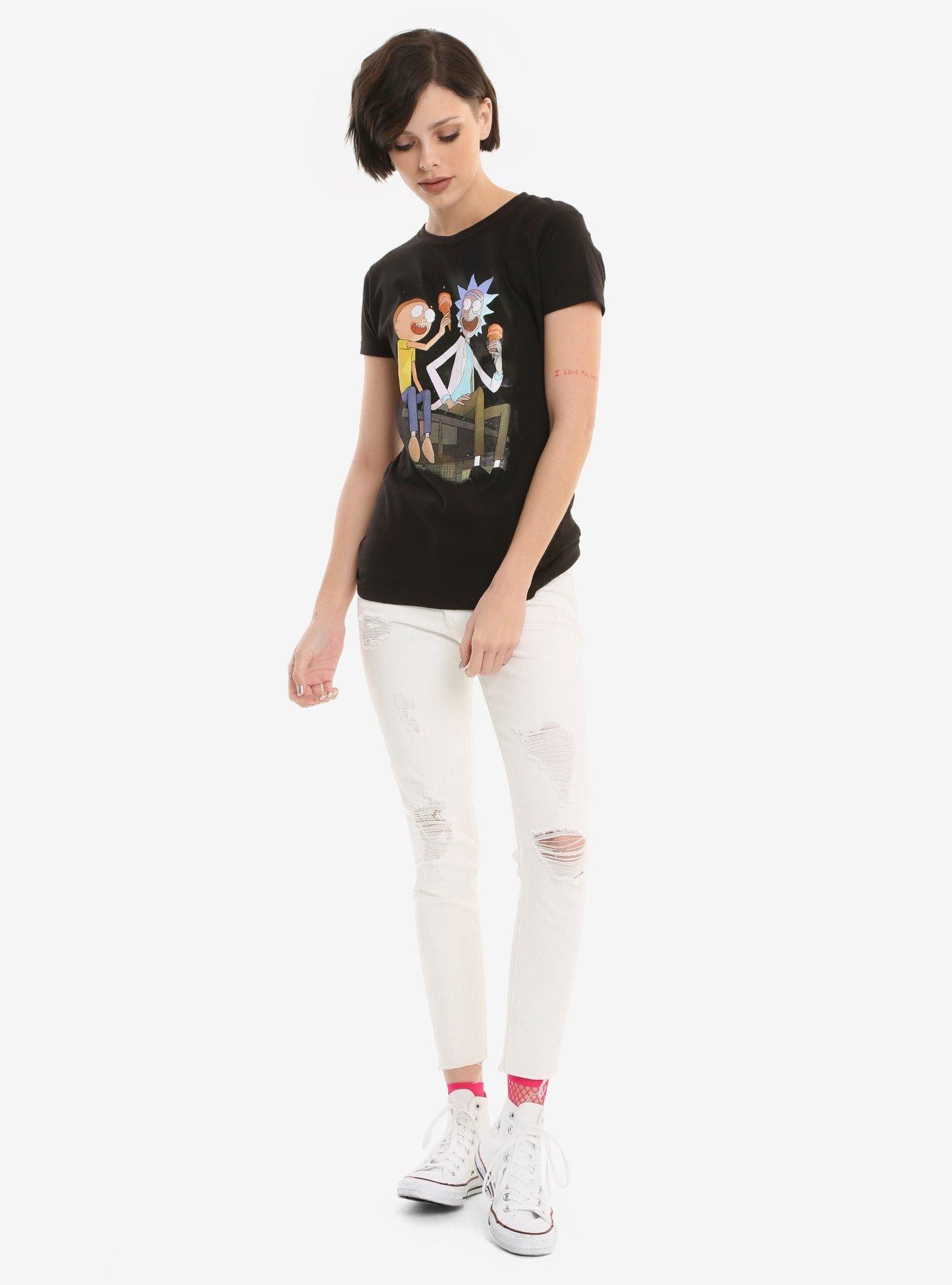 Rick And Morty Eating Ice Cream Girls T-Shirt, , alternate