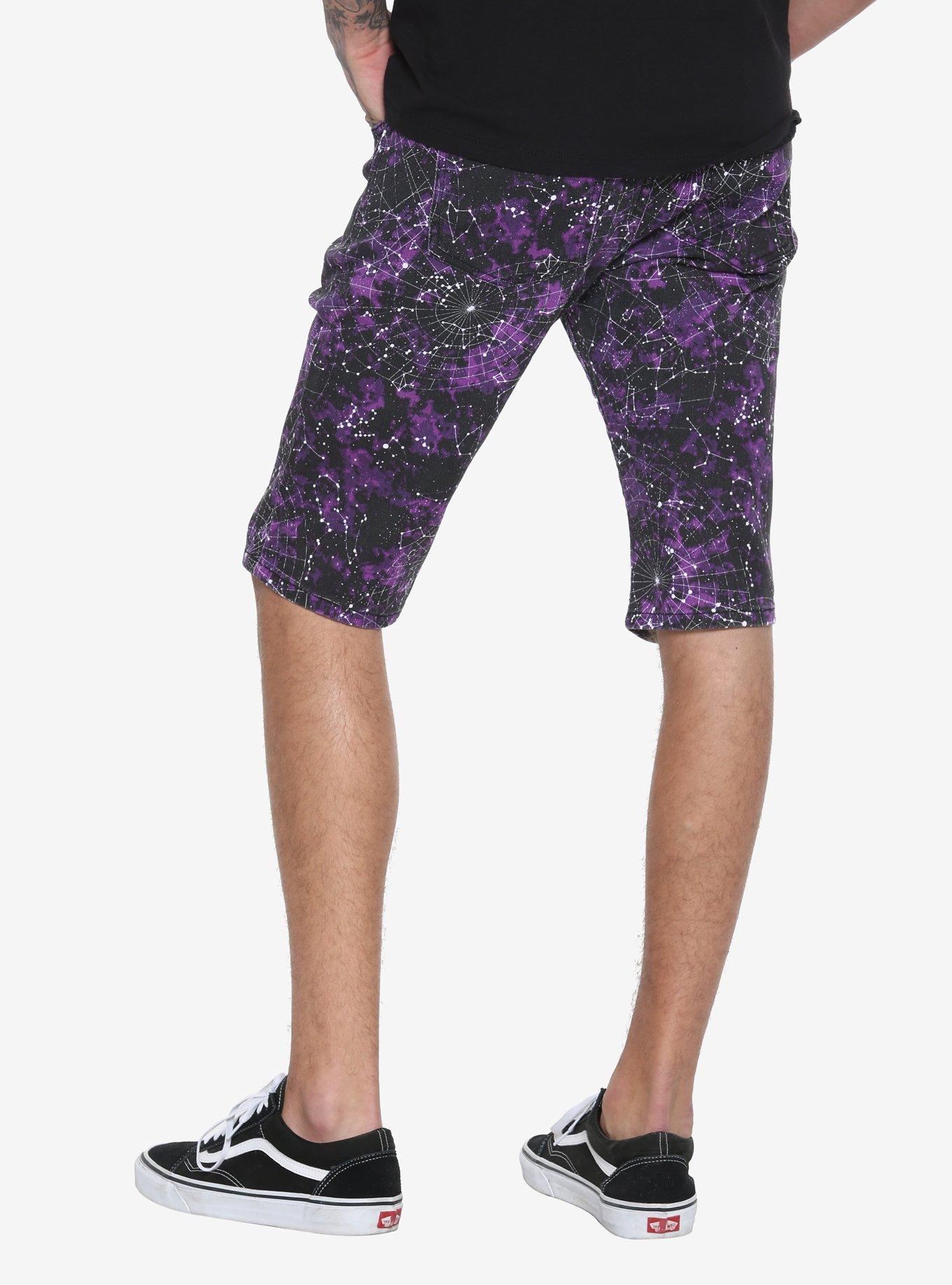 XXX RUDE Purple Constellation Skinny Shorts, , alternate