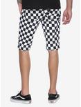 XXX RUDE Black & White Checkered Skinny Shorts, , alternate