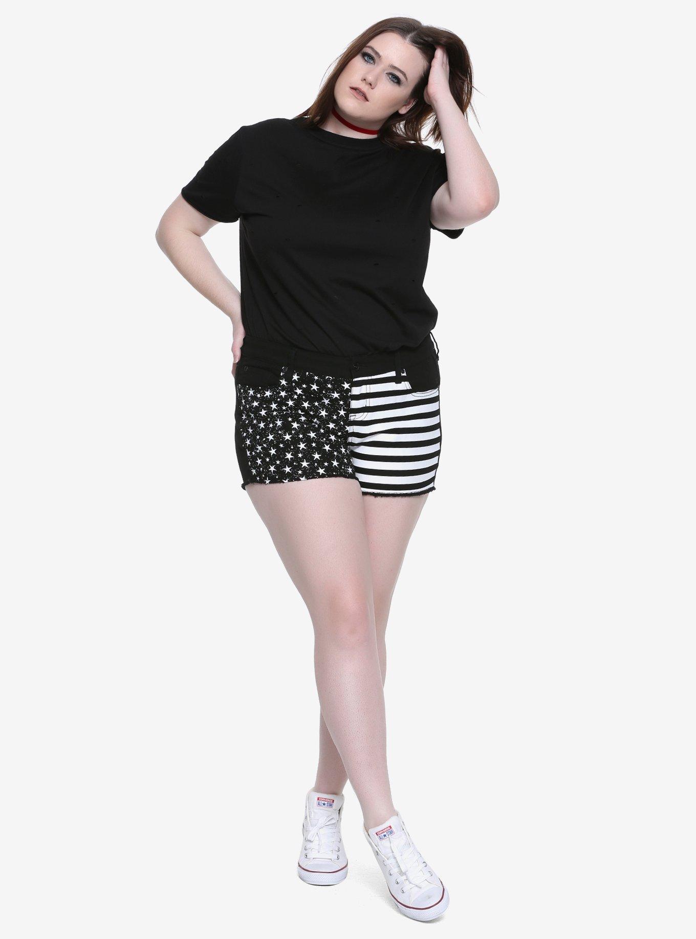 Blackheart Stars & Stripes Shorts Plus Size, , alternate