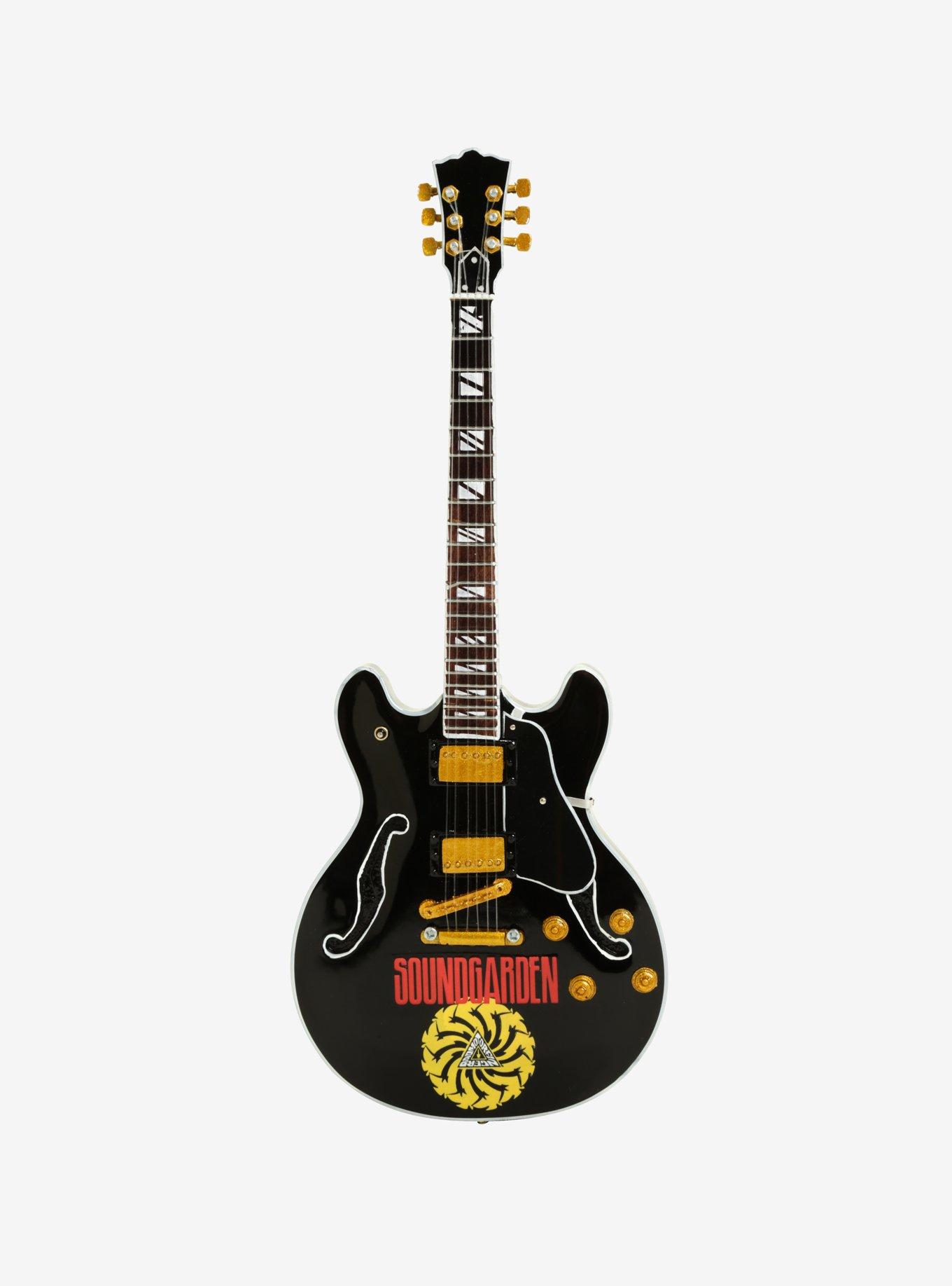 Soundgarden Logo Signature Chris Cornell Black Hollow Body Mini Guitar Model, , alternate