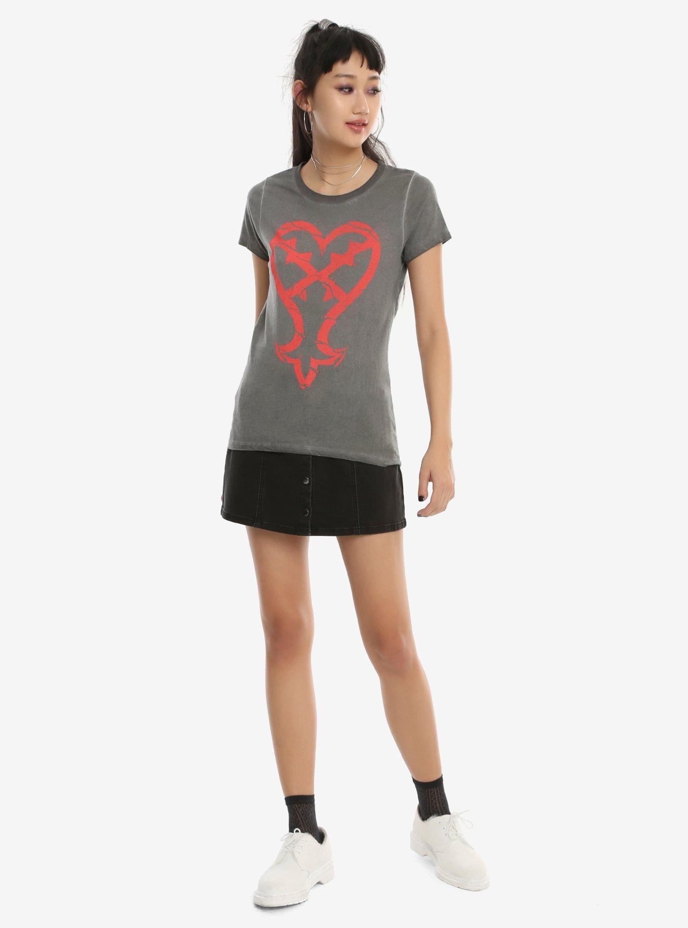 Disney Kingdom Hearts Heartless Oil Wash Girls T-Shirt, BLACK, alternate