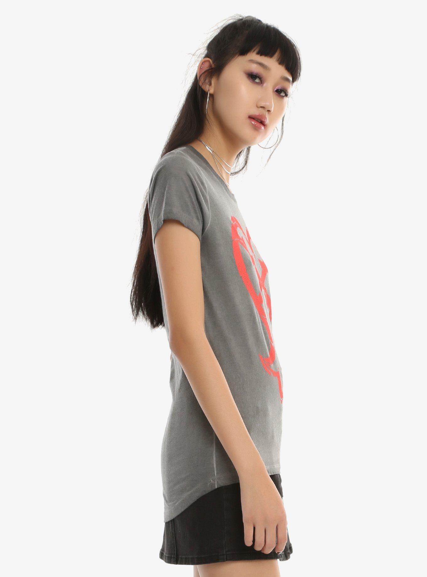 Disney Kingdom Hearts Heartless Oil Wash Girls T-Shirt, BLACK, alternate